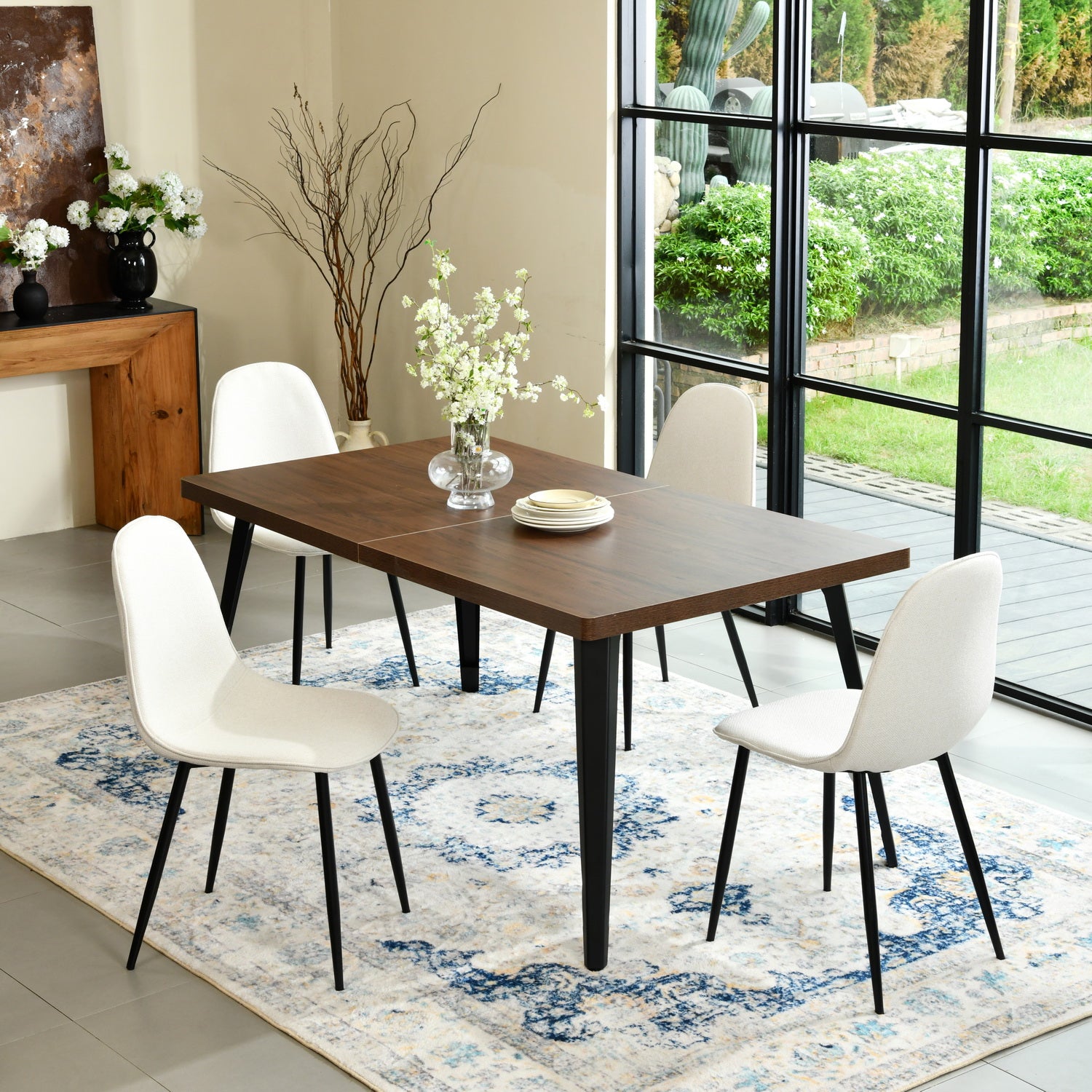 Stan 5 Piece Walnut & Charlton Upholstered Dining Set