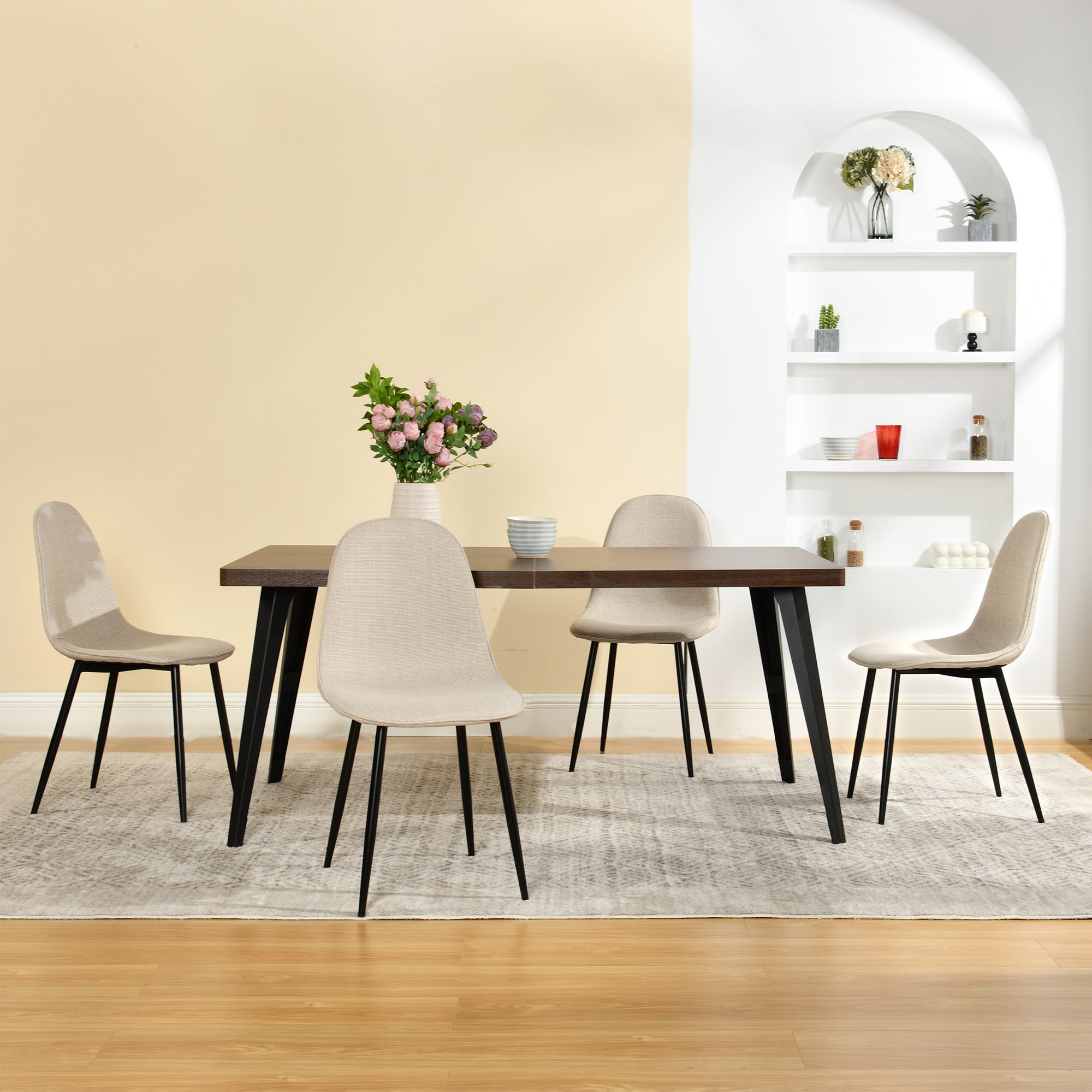 Stan 5 Piece Walnut & Charlton Upholstered Dining Set