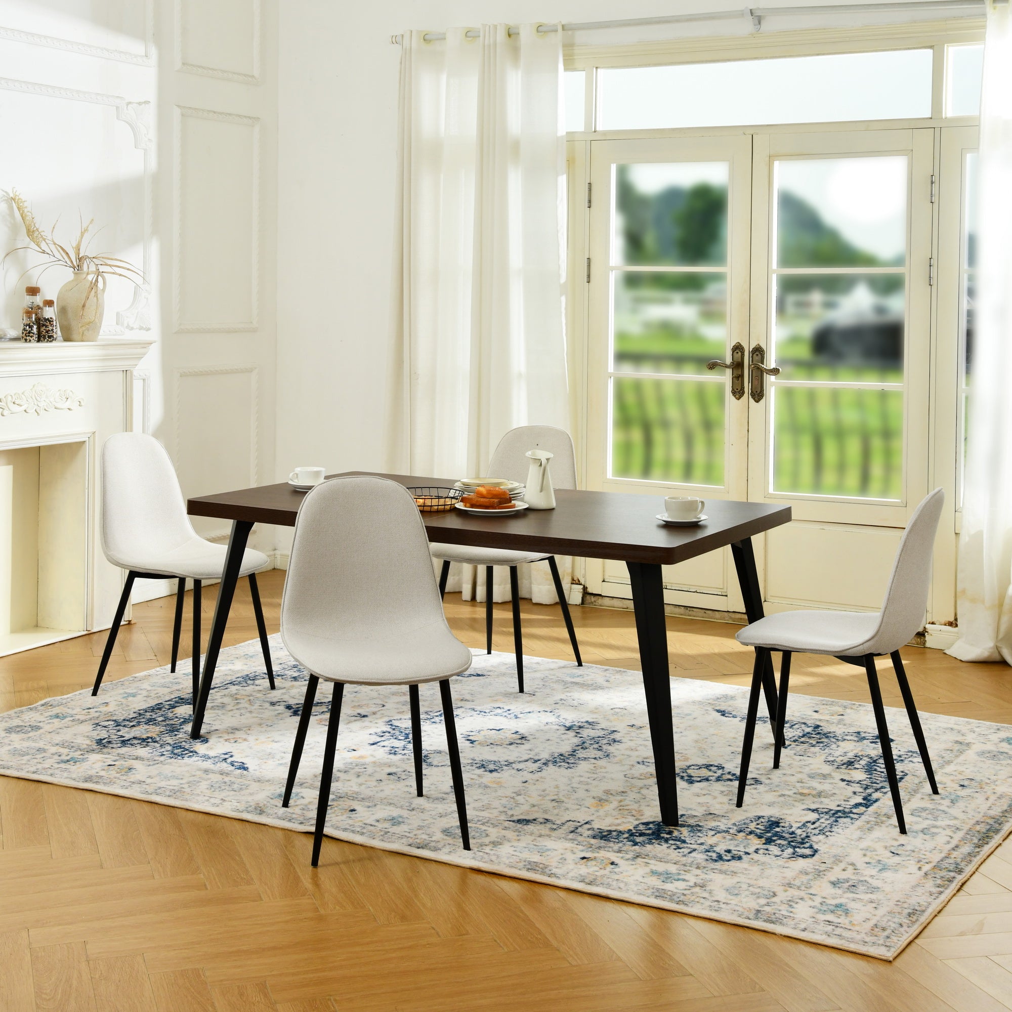 Stan 5 Piece Walnut & Charlton Upholstered Dining Set