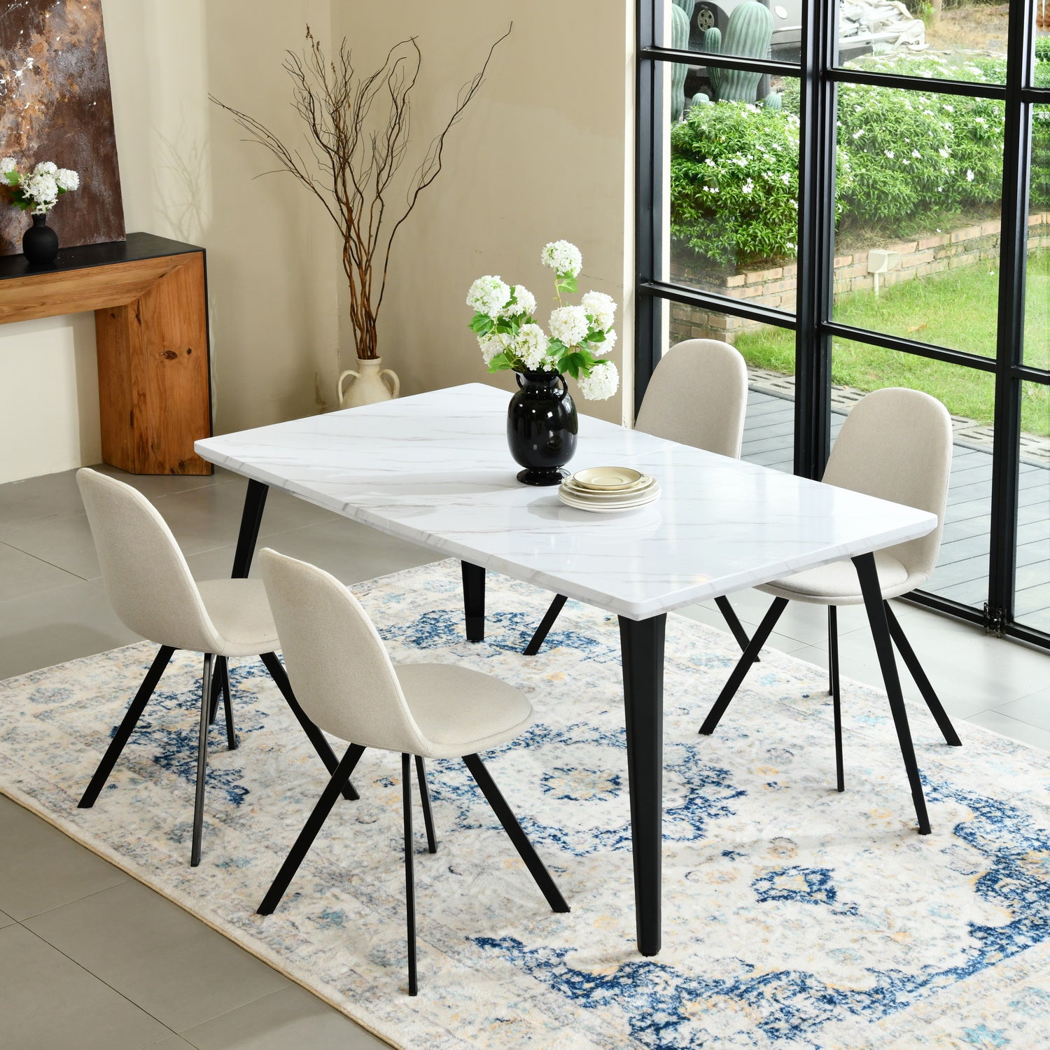 Homy Casa SUNFLOWER LUMOS BEIGE 4PCS 20.5" W x 17.7" D x 33.1" H Dining Chair Set for Home and Office Open Box