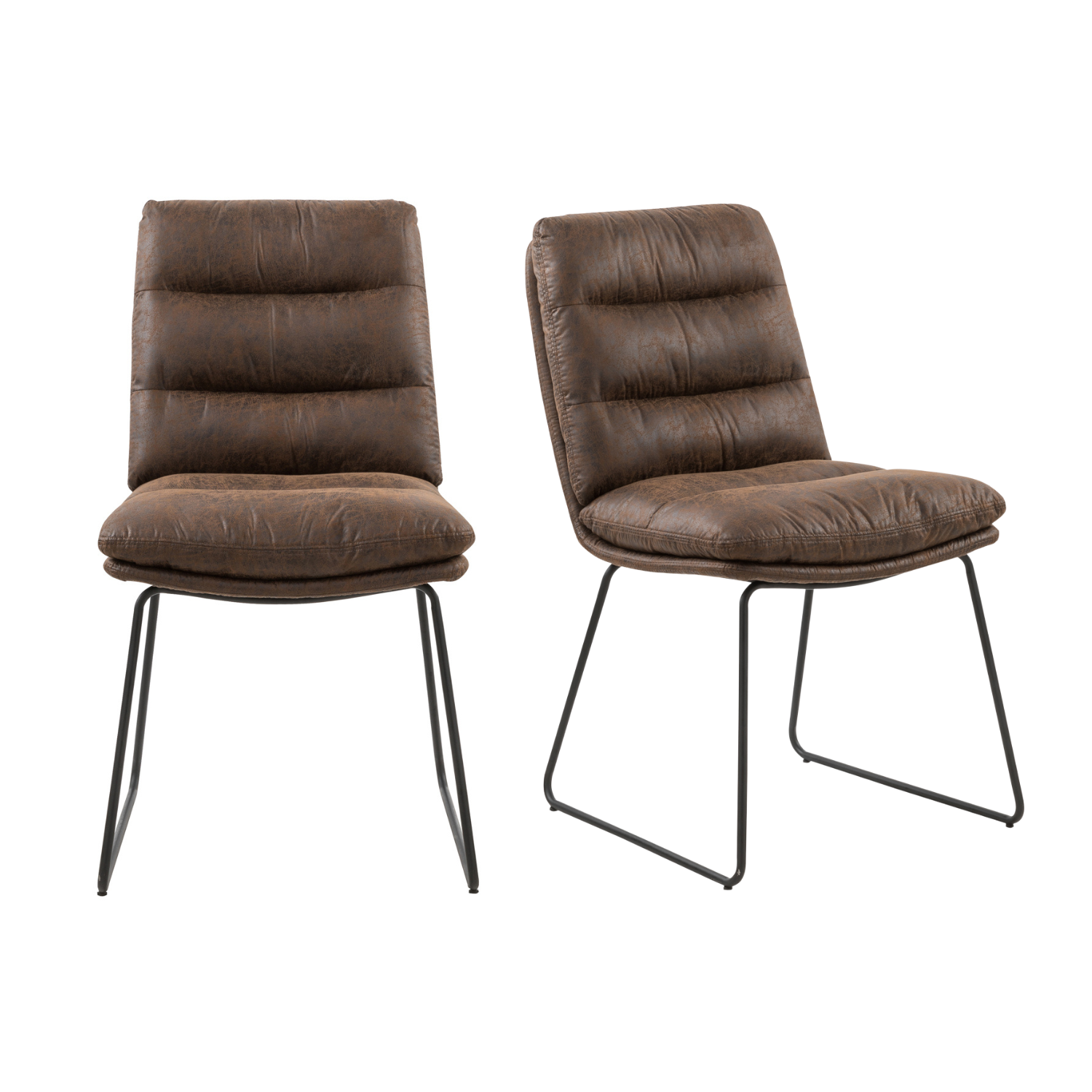Steffen Faux Leather Dining Chairs with Pillow Top Seat and Sled Base Set of 2