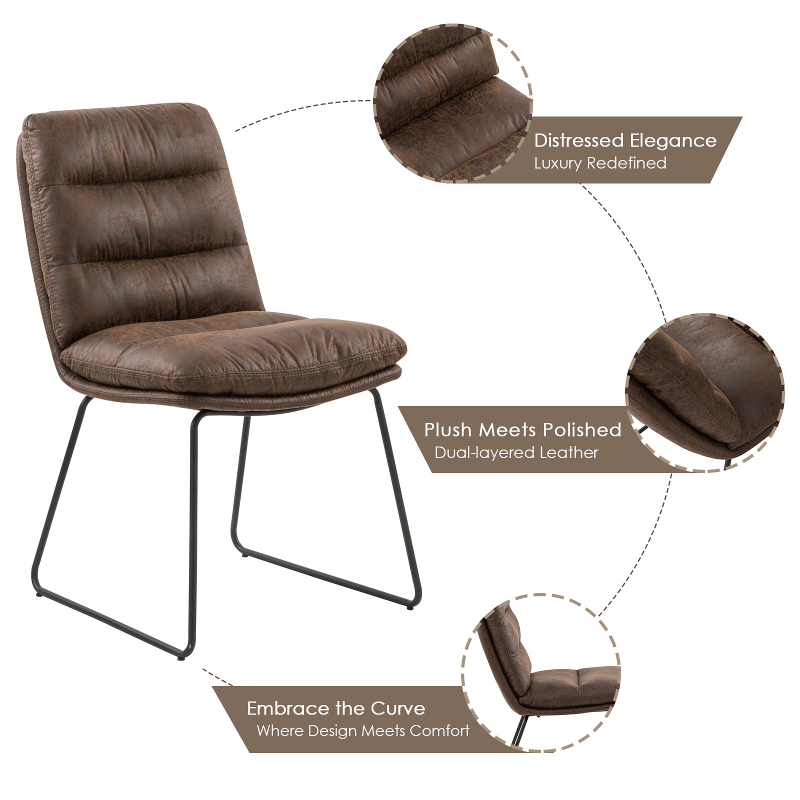 Homy Casa STEFFEN BROWN 20.08" W x 26.77" D x 35.04" H Kitchen & Dining Room Chair Open Box