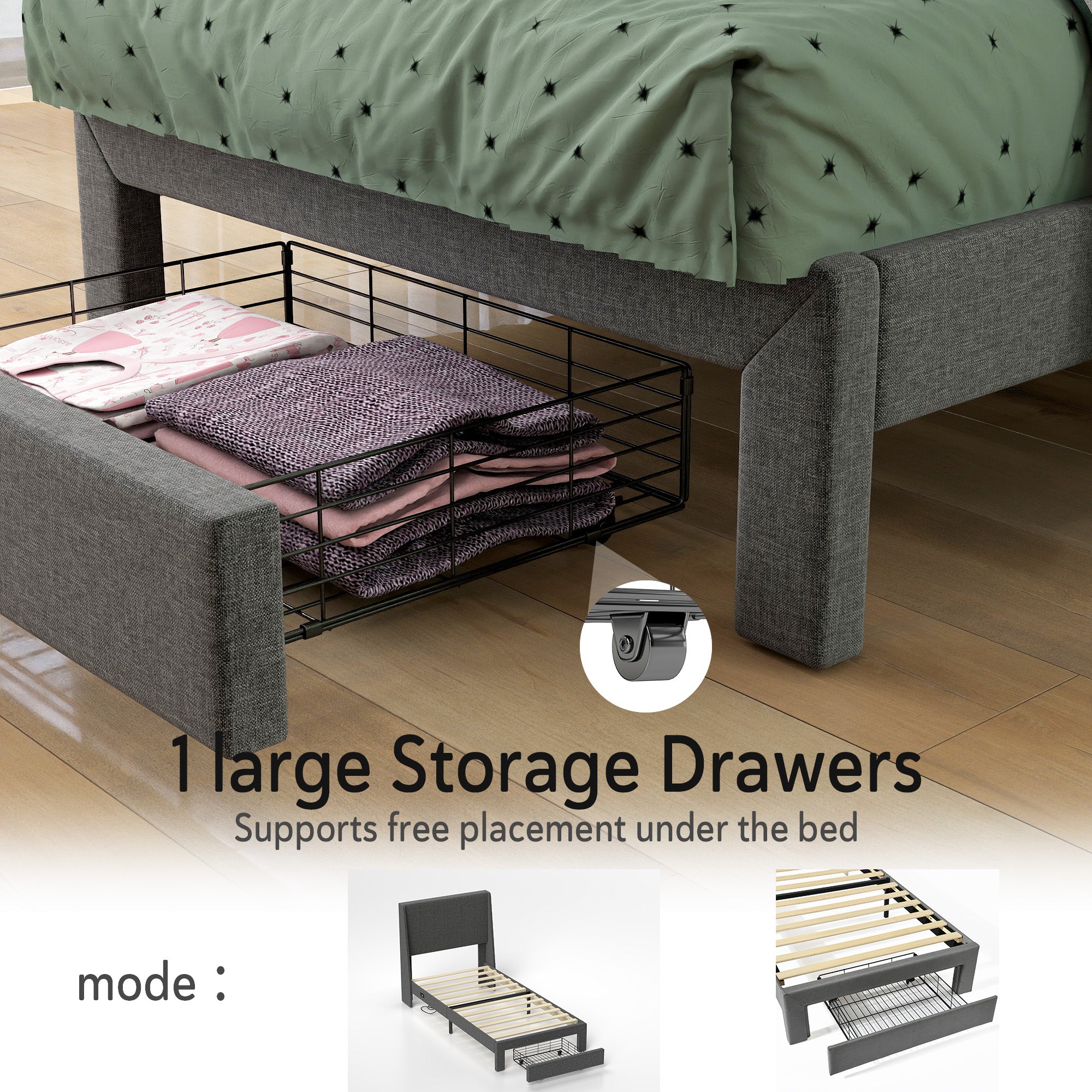SUMMIT Upholstered Platform Bed with Wingback Headboard