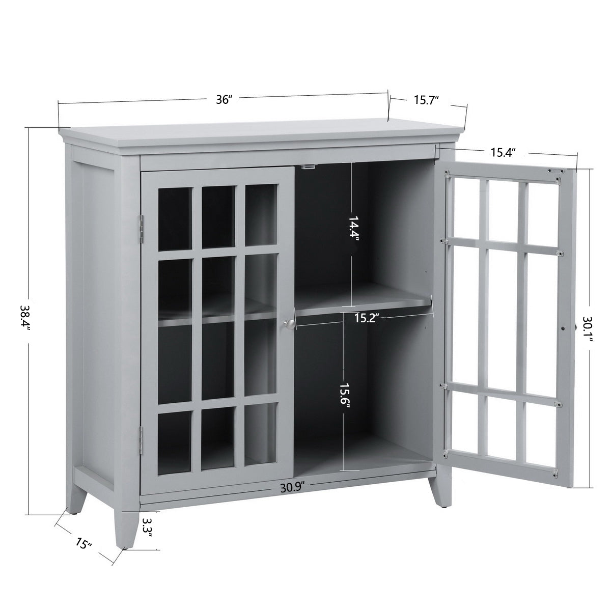 Homy Casa TANEKA GREY Storage Cabinet for Living Room, Bedroom, or Office Open Box