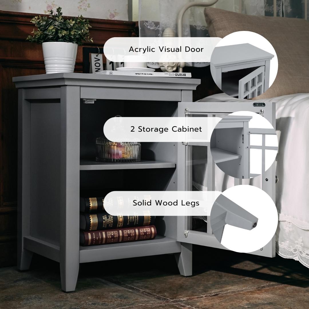 Homy Casa TANEKA CABINET GREY Multi-Purpose Storage Cabinet Open Box