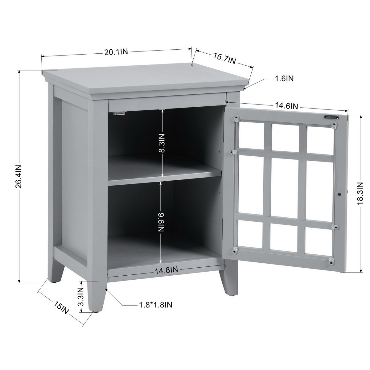 Homy Casa TANEKA CABINET GREY Multi-Purpose Storage Cabinet Open Box