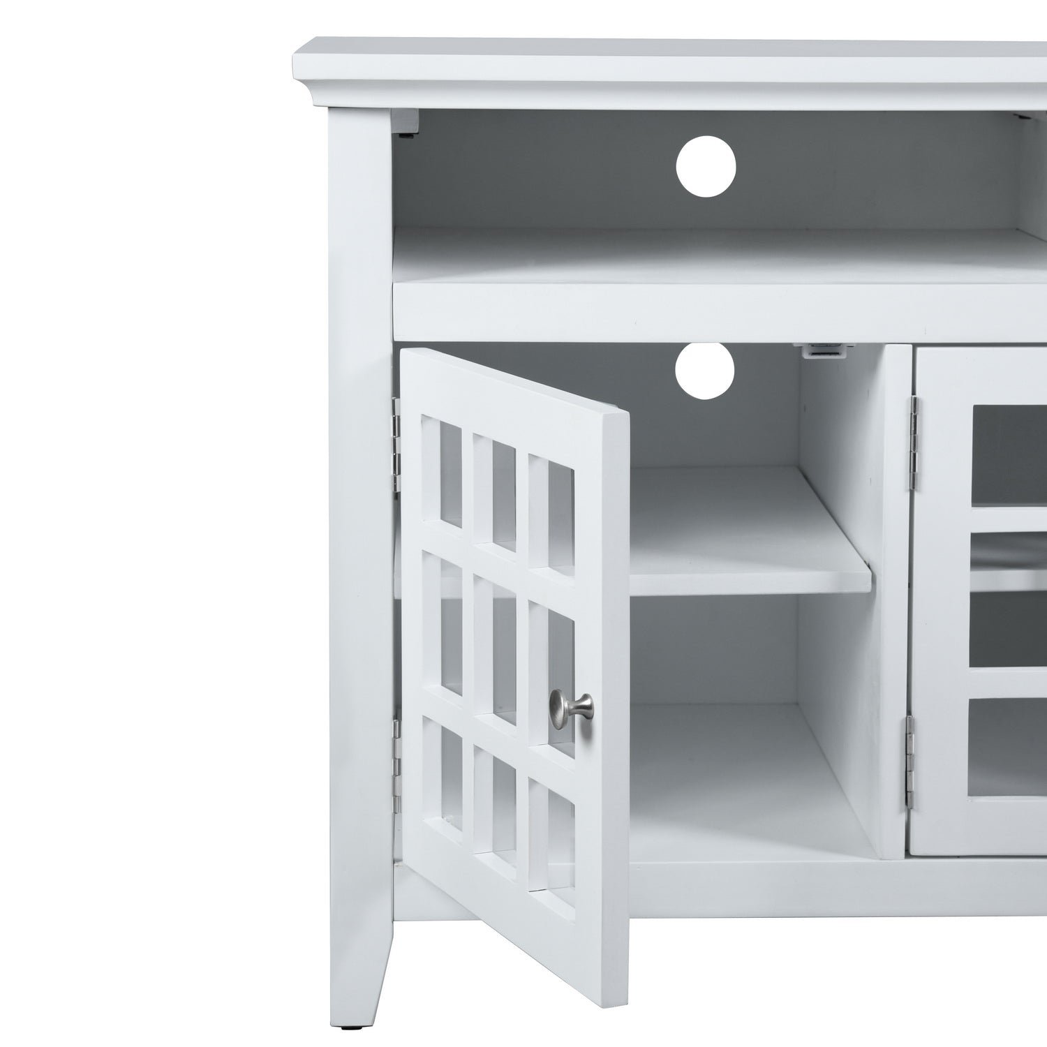 Homy Casa TANEKA Modern MDF TV Stand, 48" Media Console Cabinet, White,Open Box