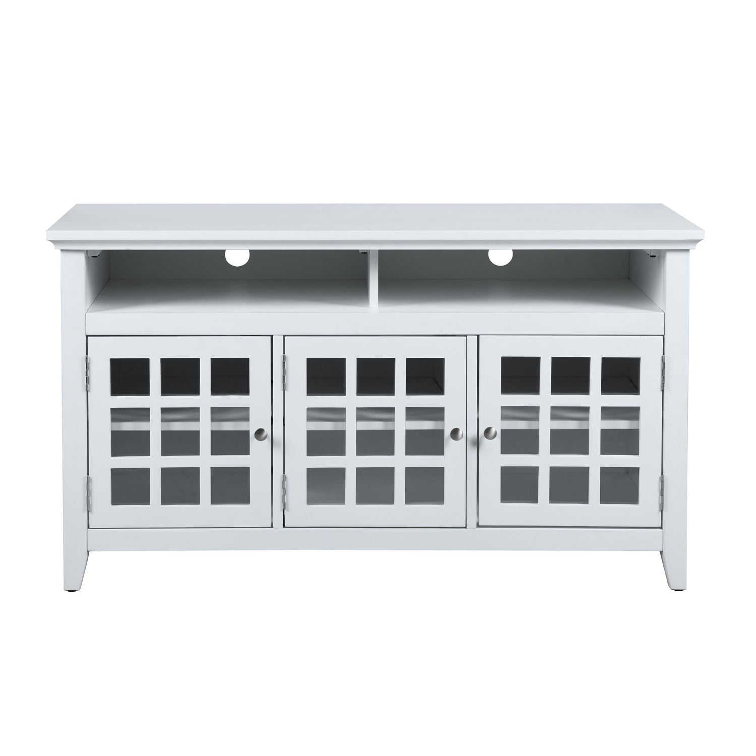 Homy Casa TANEKA Modern MDF TV Stand, 48" Media Console Cabinet, White,Open Box