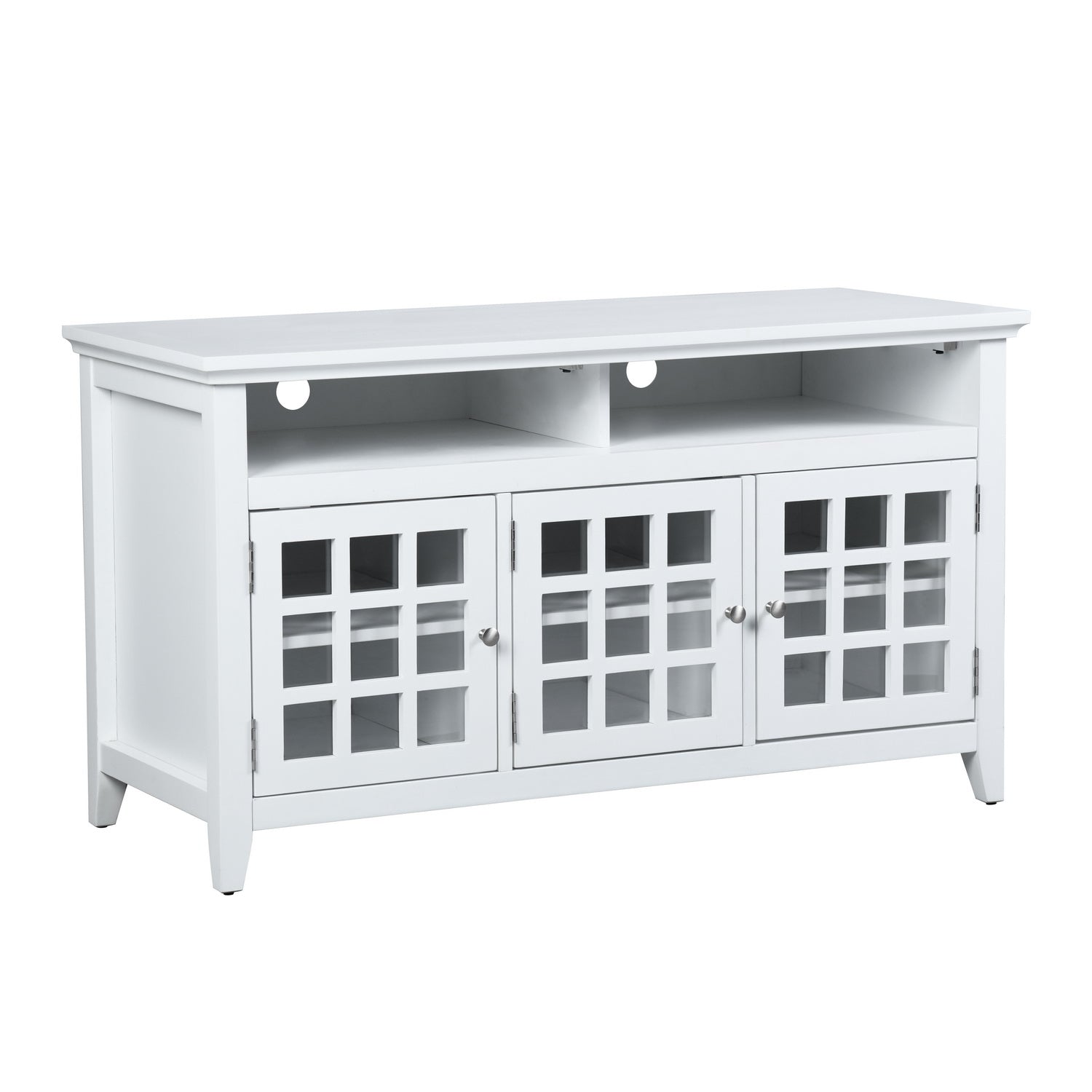 Homy Casa TANEKA Modern MDF TV Stand, 48" Media Console Cabinet, White,Open Box
