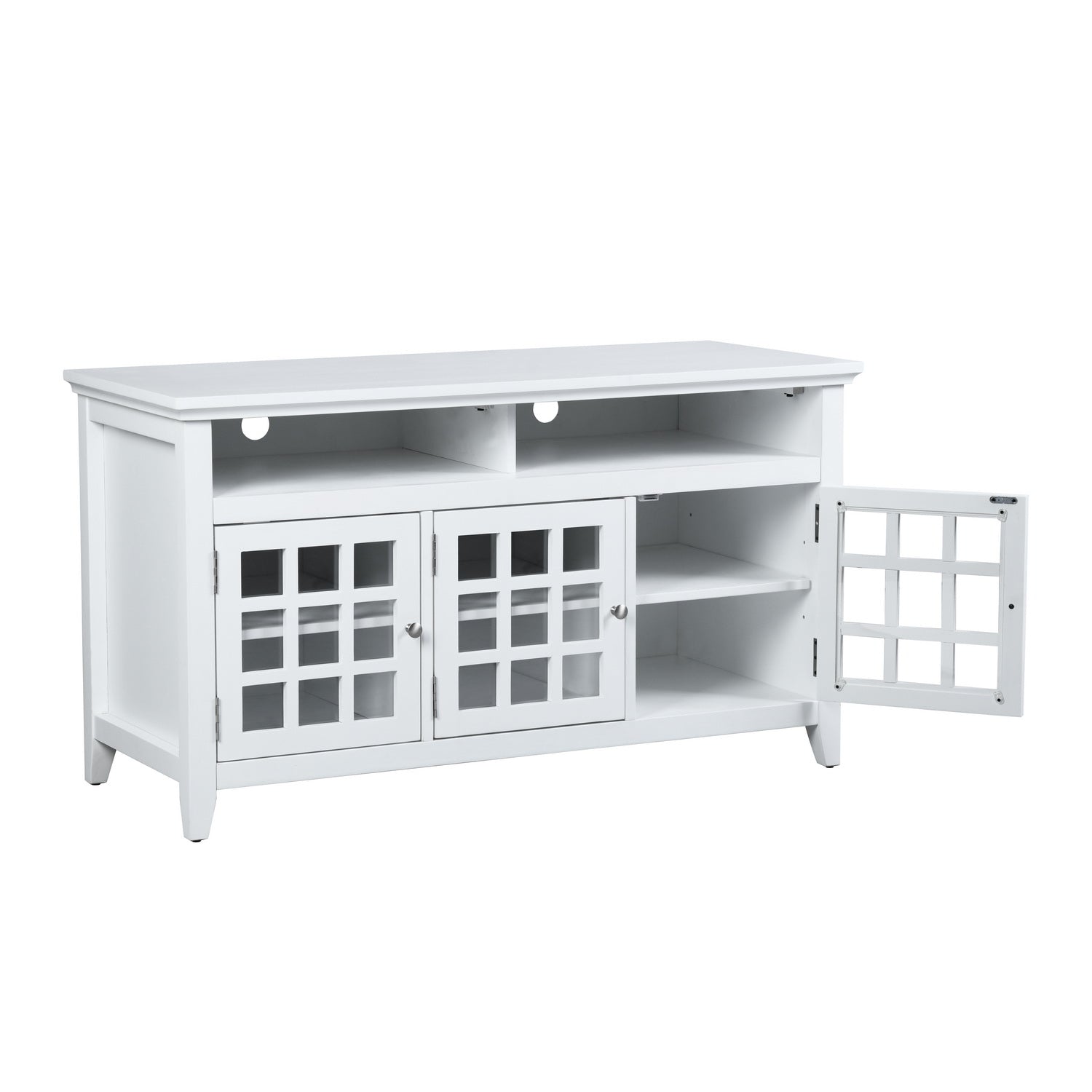 Homy Casa TANEKA Modern MDF TV Stand, 48" Media Console Cabinet, White,Open Box