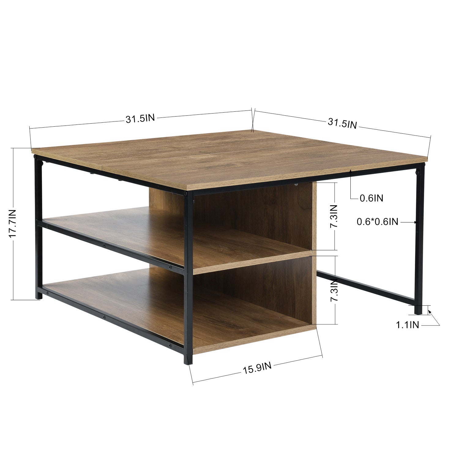 Homy Casa Ufuoma 31.5" Coffee Table Storage Shelf Open Box