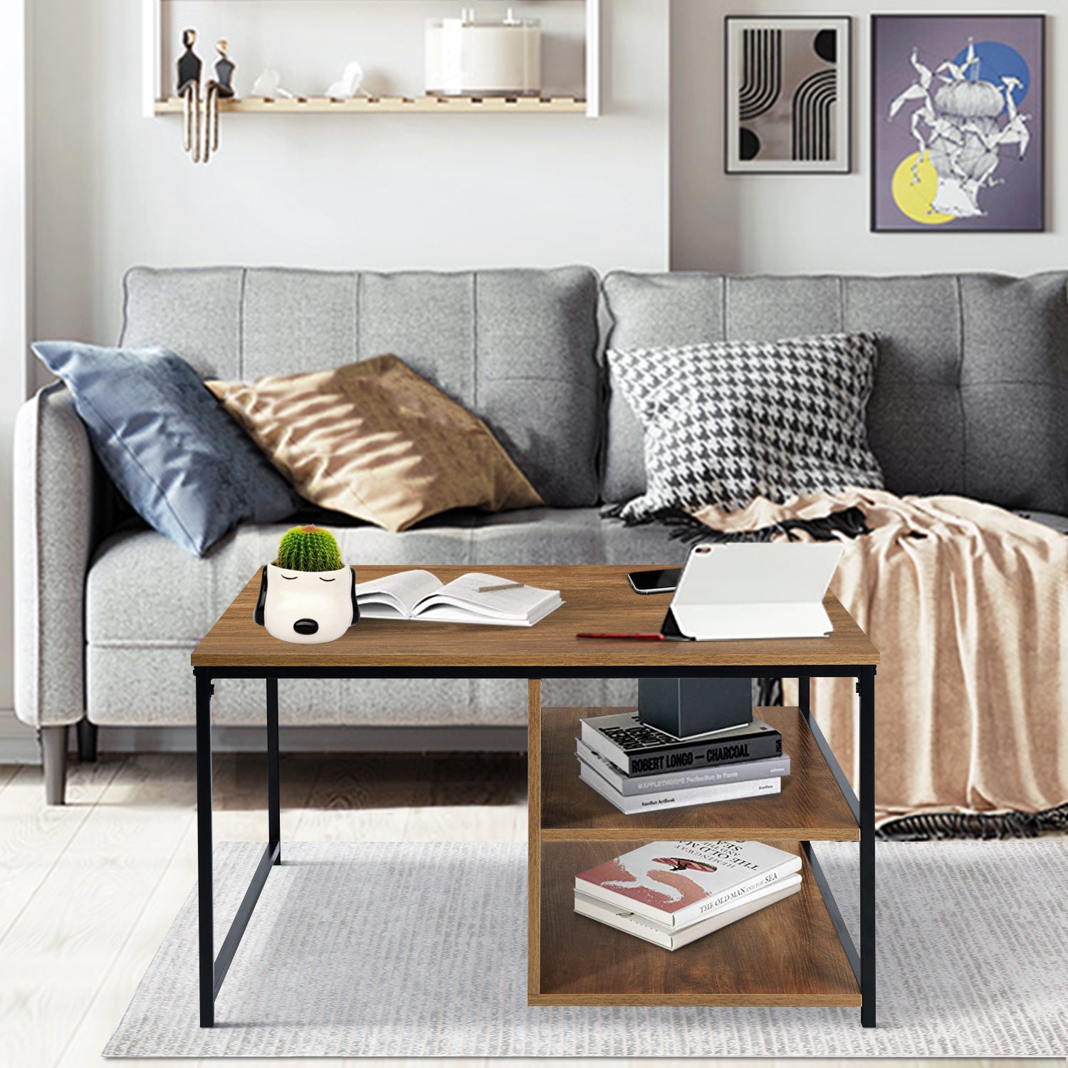 Homy Casa Ufuoma 31.5" Coffee Table Storage Shelf Open Box