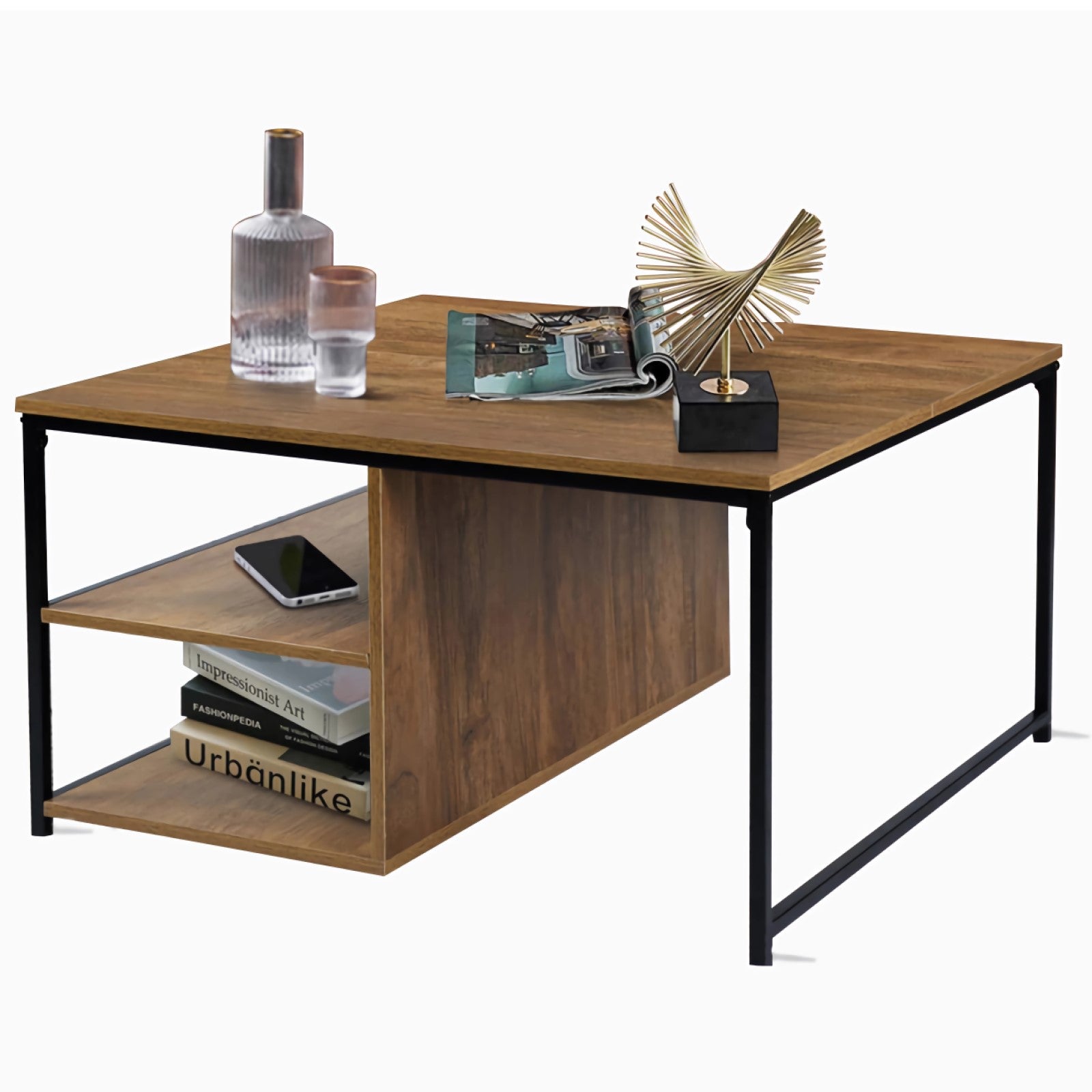 Homy Casa Ufuoma 31.5" Coffee Table Storage Shelf Open Box