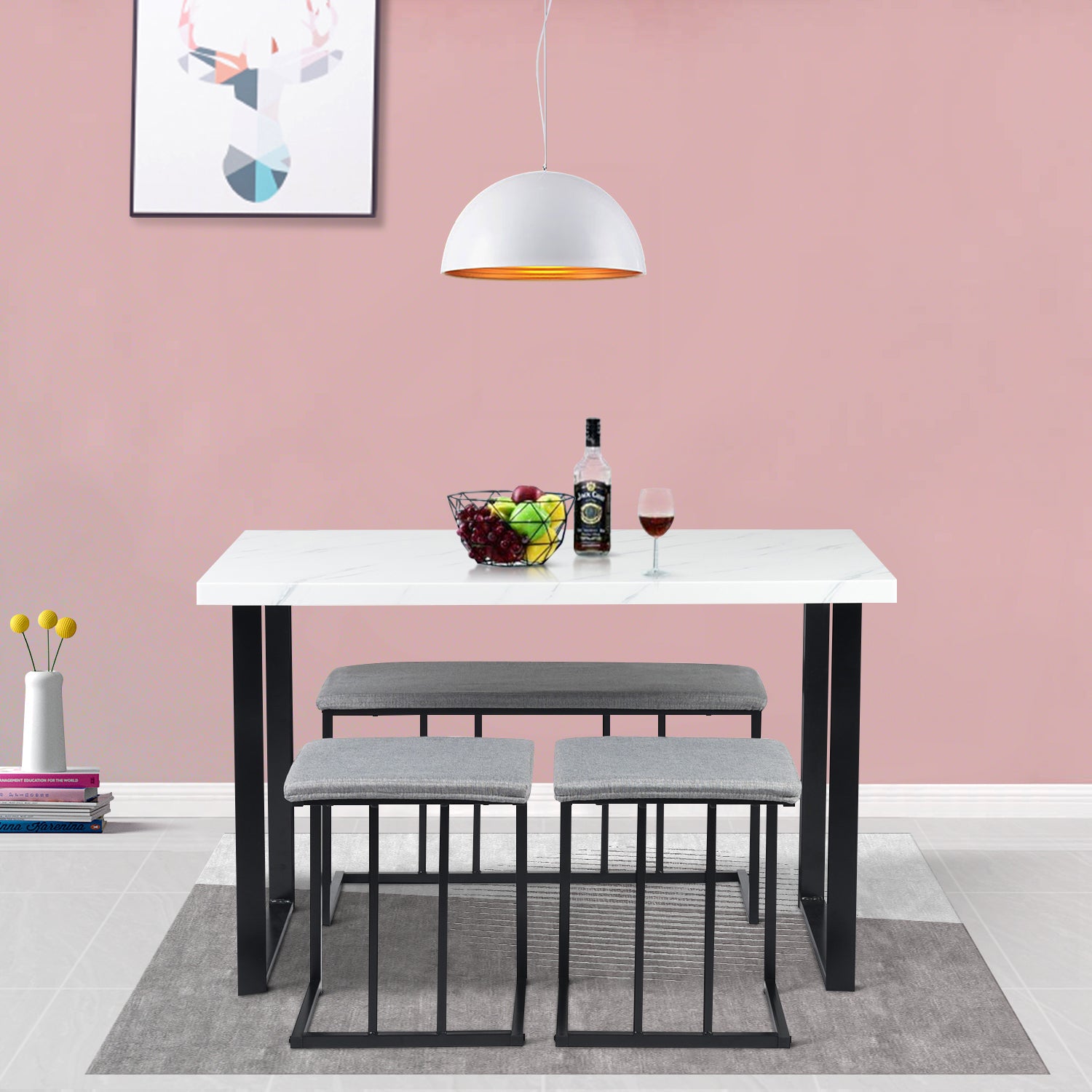 Homy Casa UNATHI 47.2" Dining Table Set for Kitchen & Dining Room Open Box