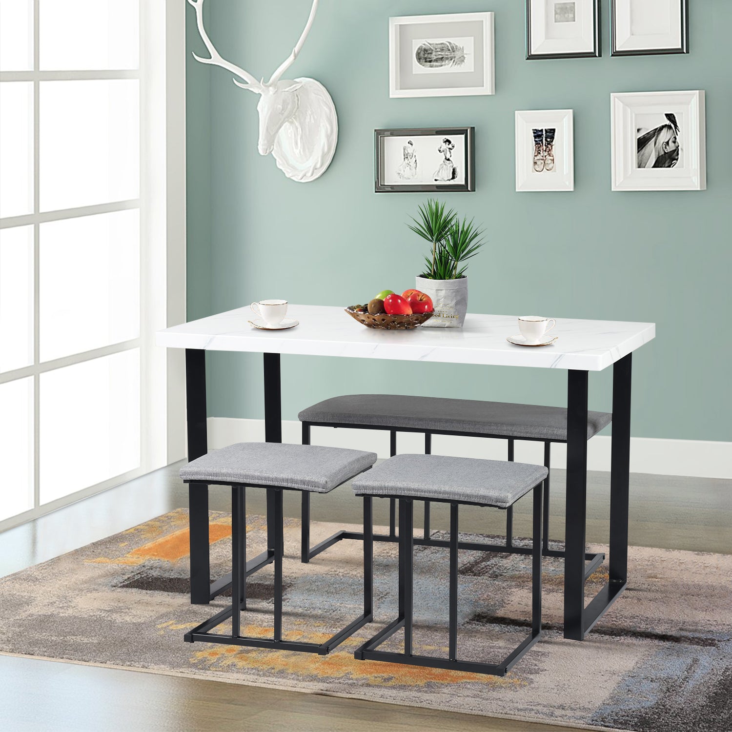 Homy Casa UNATHI 47.2" Dining Table Set for Kitchen & Dining Room Open Box