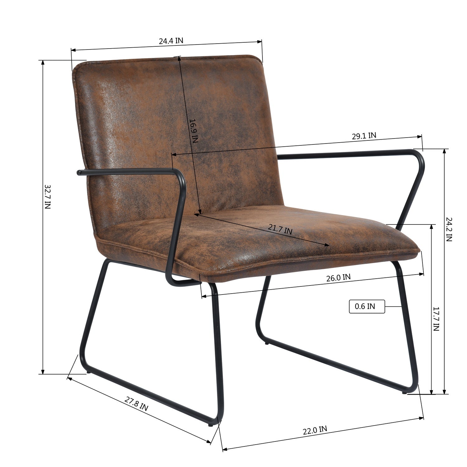 Homy Casa ZACK Modern Suede Leisure Accent Armchair, Brown,Open Box