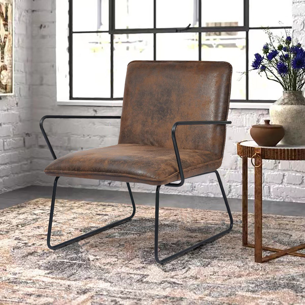 Homy Casa ZACK Modern Suede Leisure Accent Armchair, Brown,Open Box