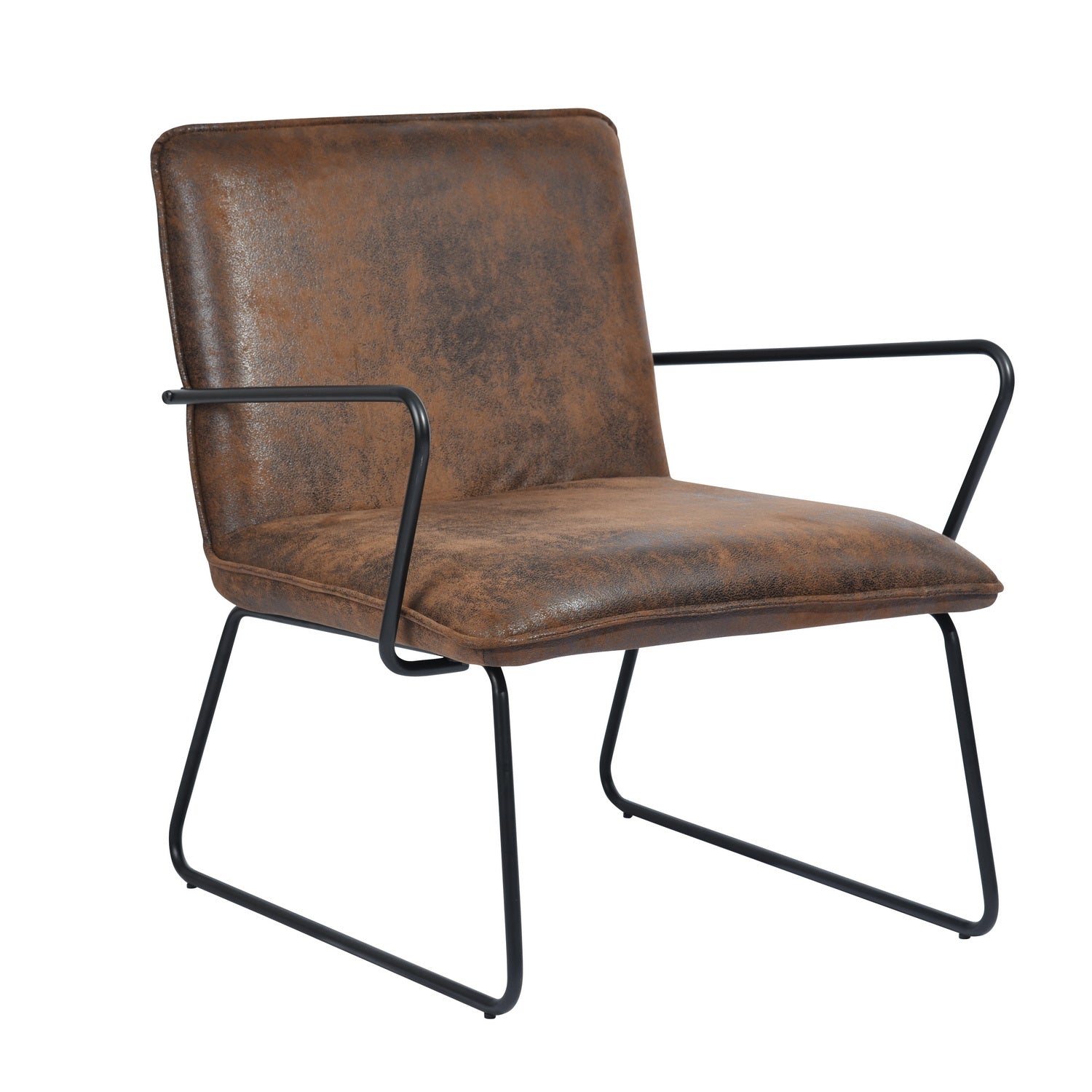 Homy Casa ZACK Modern Suede Leisure Accent Armchair, Brown,Open Box