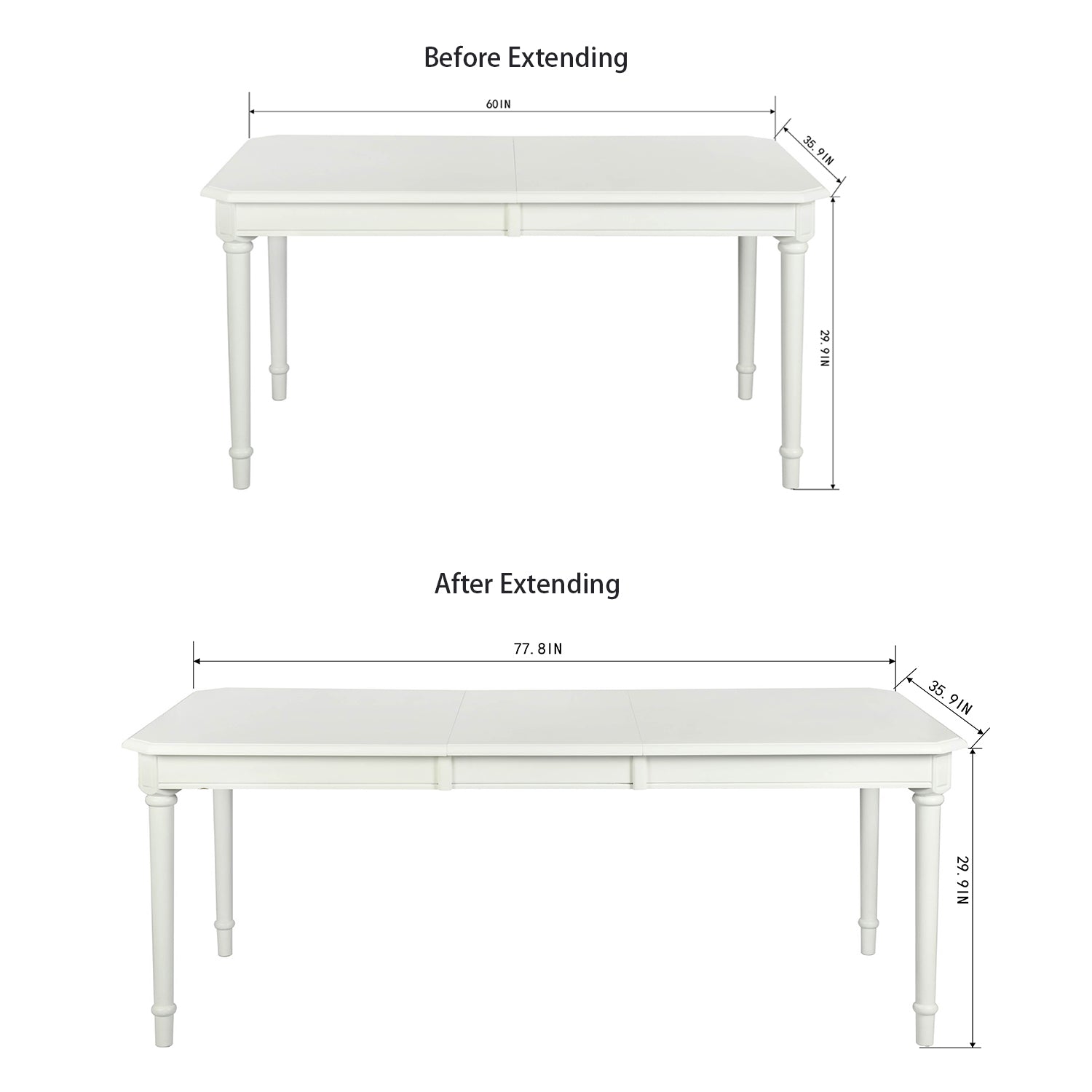 Homy Casa Zakir Extendable Dining Table 60-77.8" W for Dining and Workspace Open Box
