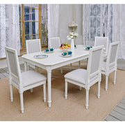 Zakir 6PC Traditional American Style Upholstered Dining Chairs White Wood Frame High Back Dining Chairs