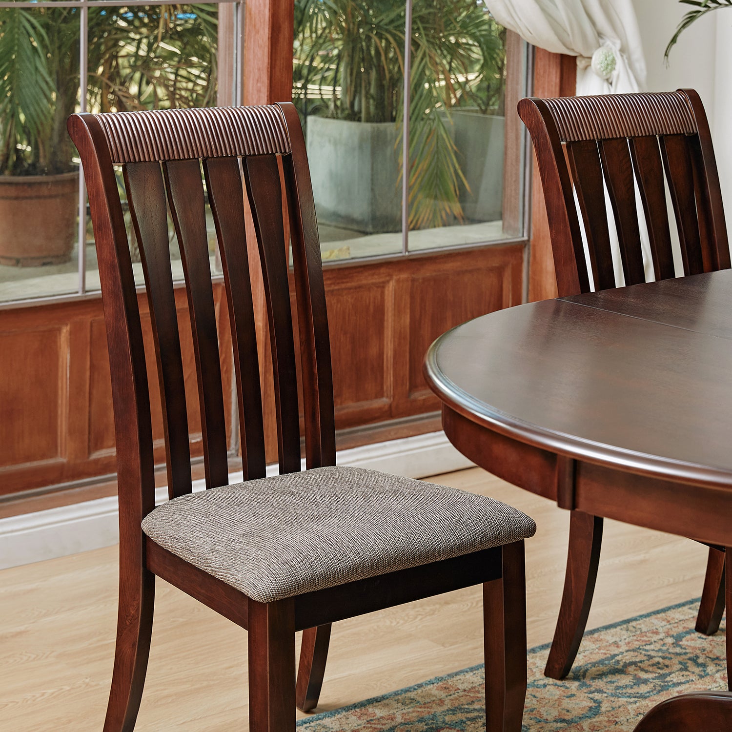 Homy Casa ZAREEF Dining Chairs, Dark Brown, Solid Wood Legs, Resin Backrest, Modern Industrial Style Open Box