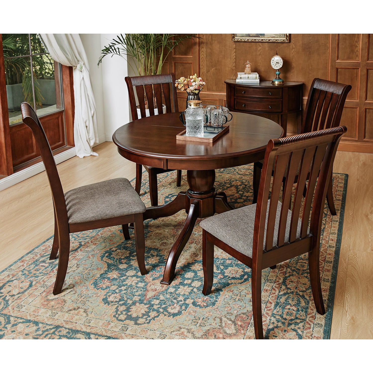 Homy Casa ZAREEF Dining Chairs, Dark Brown, Solid Wood Legs, Resin Backrest, Modern Industrial Style Open Box