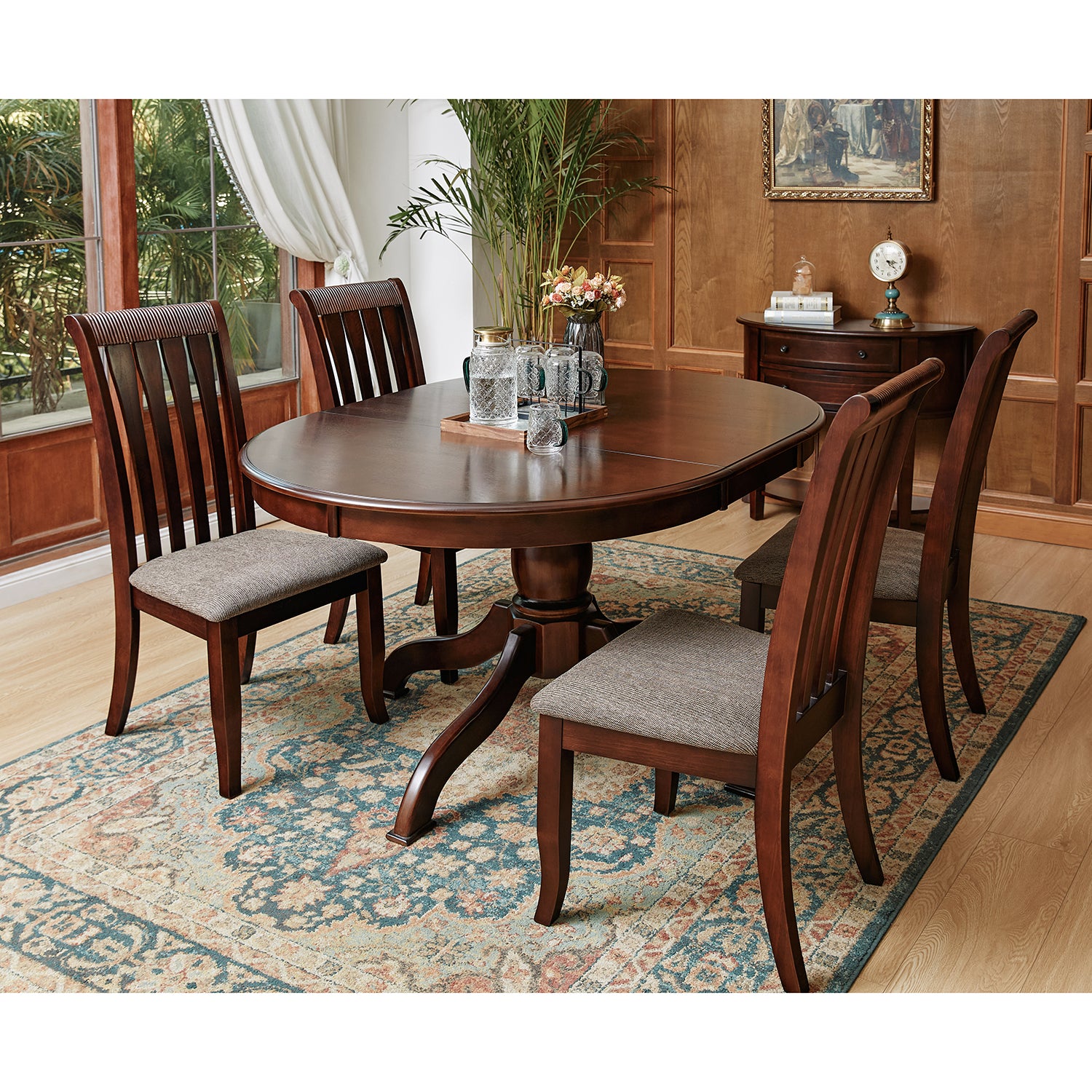Homy Casa ZAREEF Dining Chairs, Dark Brown, Solid Wood Legs, Resin Backrest, Modern Industrial Style Open Box