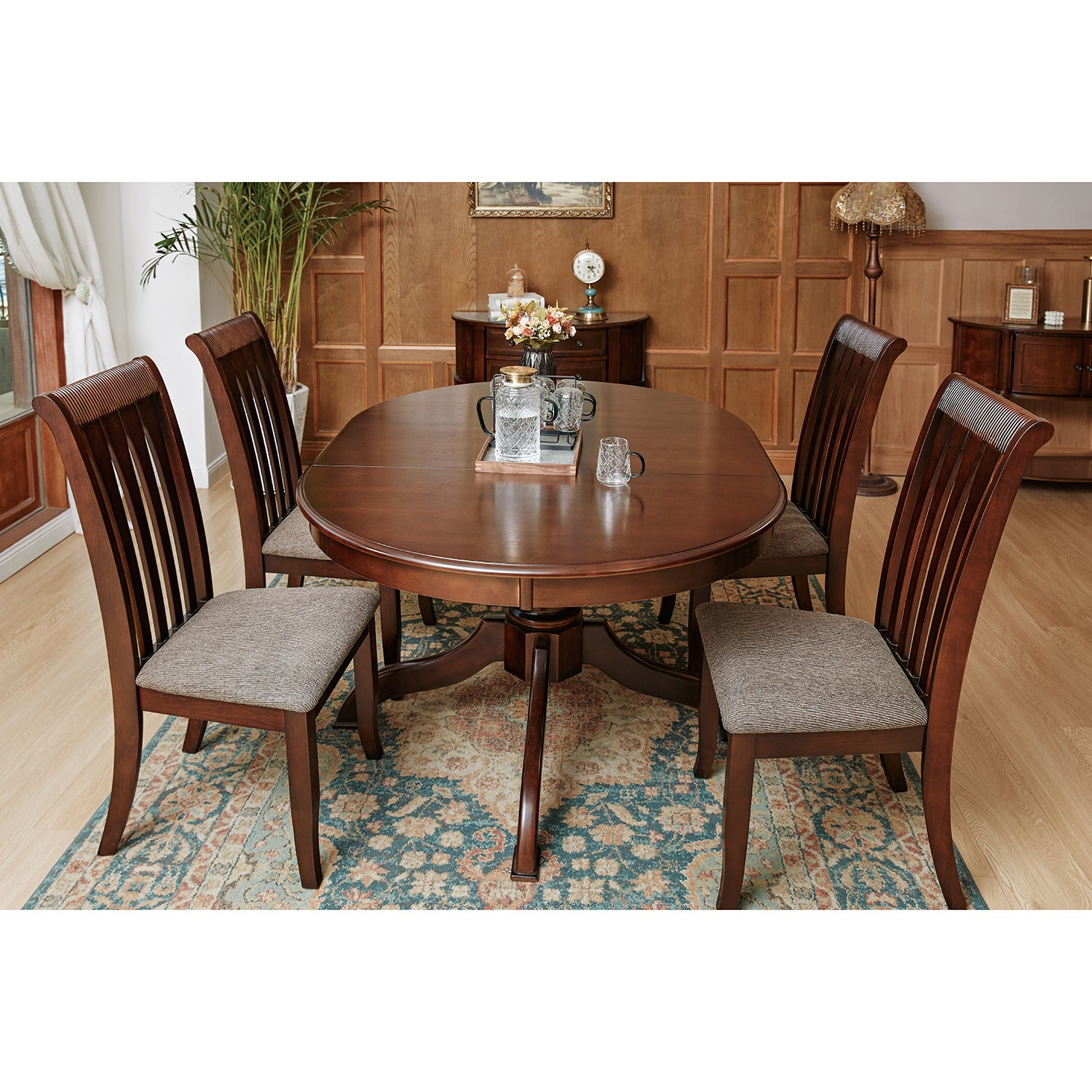 Homy Casa ZAREEF Dining Chairs, Dark Brown, Solid Wood Legs, Resin Backrest, Modern Industrial Style Open Box