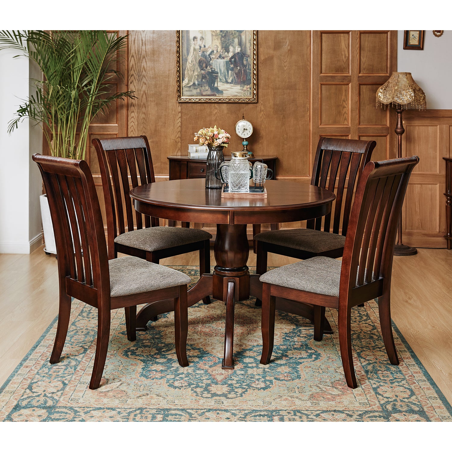 Homy Casa ZAREEF Dining Chairs, Dark Brown, Solid Wood Legs, Resin Backrest, Modern Industrial Style Open Box