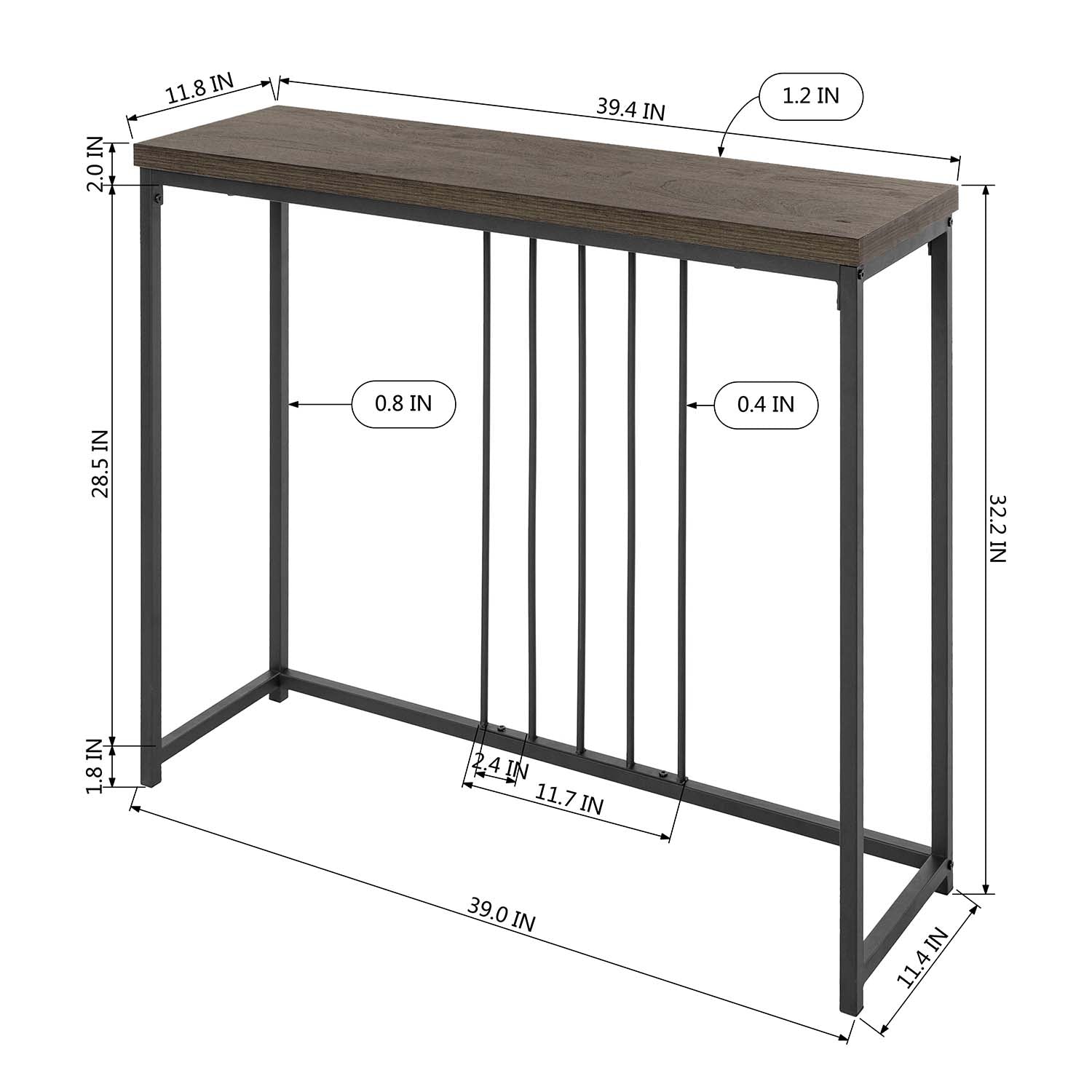 Homy Casa Zen 39.4" Modern Console Table, Open Box