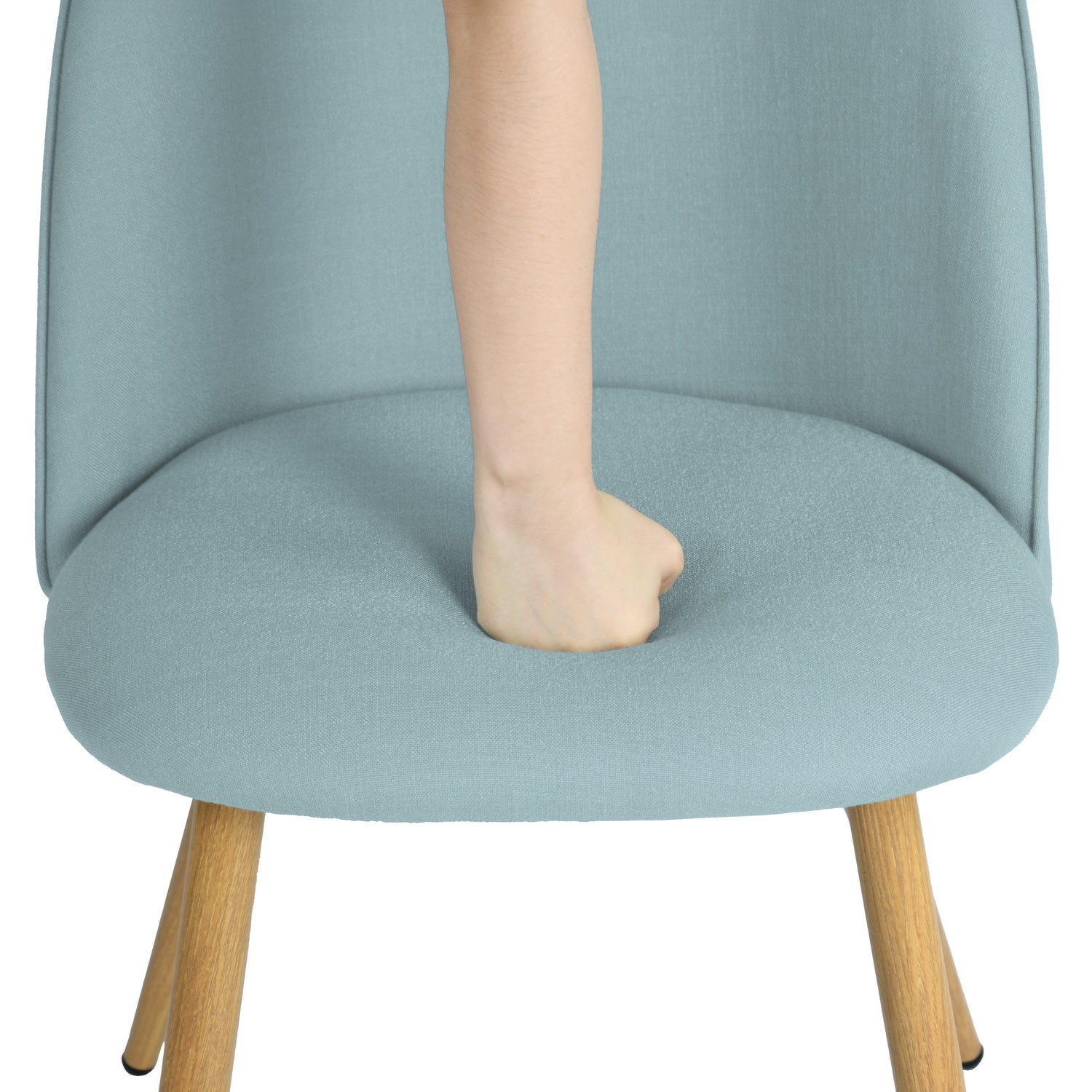 Homy Casa ZOMBA 2PC FABRIC PIPING BLUE Modern Upholstered Dining Chairs Open Box