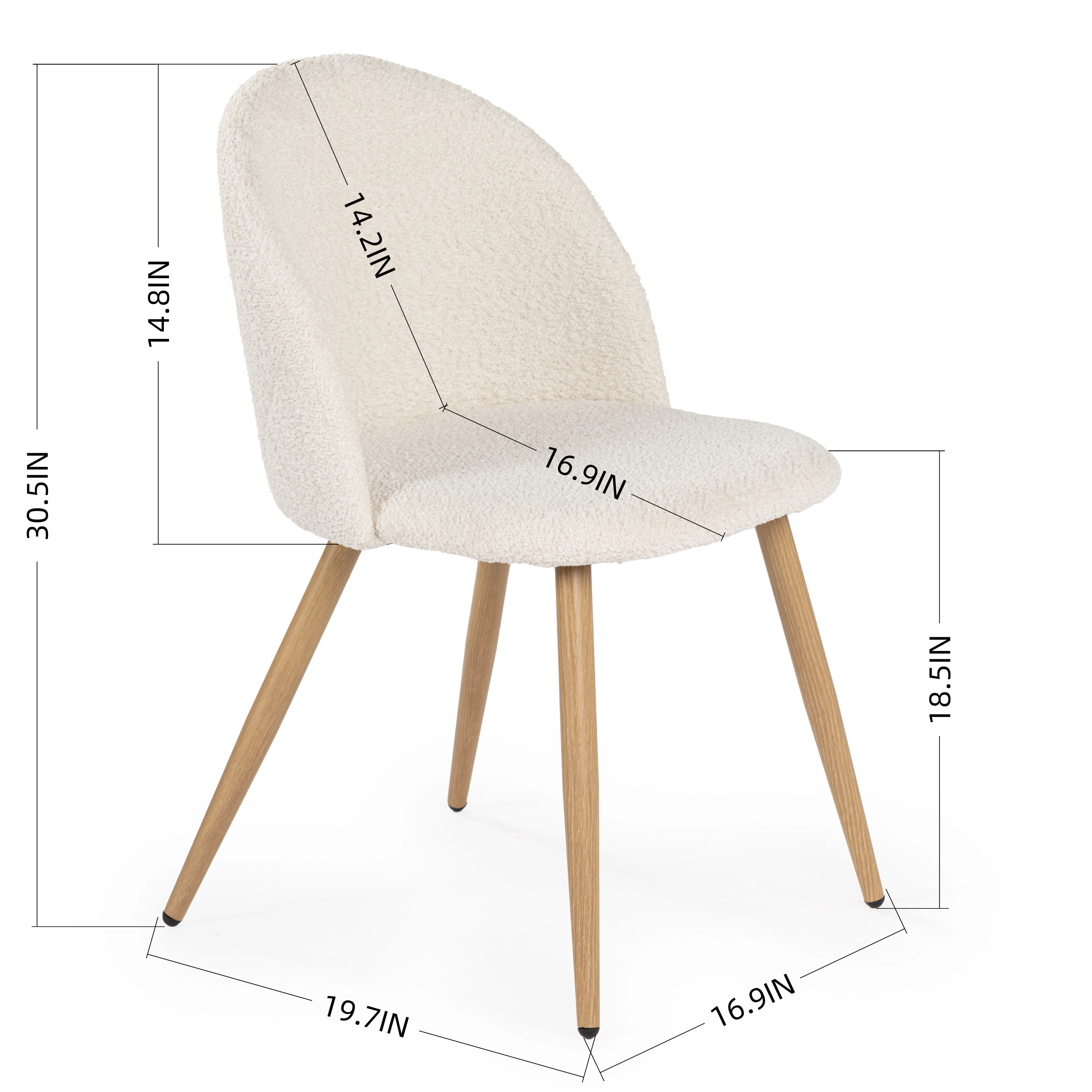 Homy Casa LANCELOT KD NATURAL, ZOMBA FLEECE BEIGE OAK LEG 4PCS Dining Set "63" x 35" Dining Table and Chairs for Kitchen & Dining Room