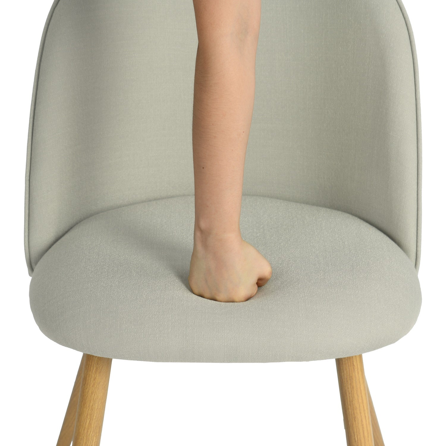Homy Casa ZOMBA 2PC Fabric Piping Light Grey Chair Modern Upholstered Dining or Accent Chair Open Box