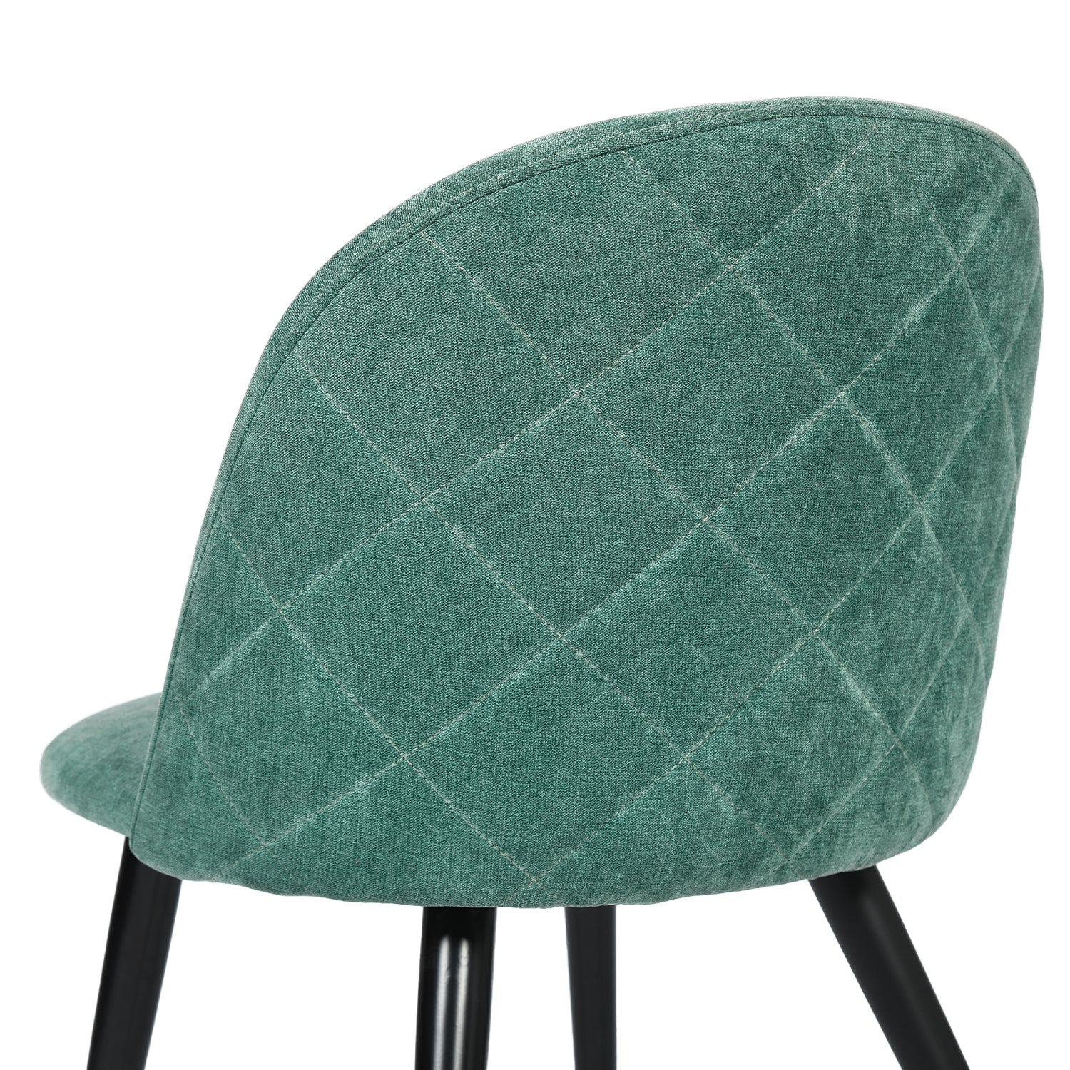 Homy Casa ROOKIE S+ZOMBA 5-Piece Dining Set, 43.3" Black Table with 4 Green Terry Fabric Chairs Open Box