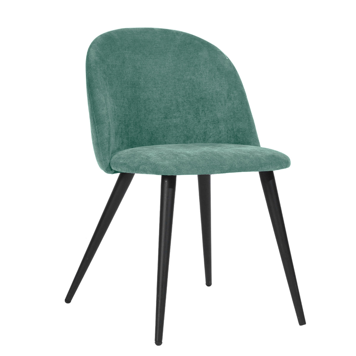 Homy Casa ROOKIE S+ZOMBA 5-Piece Dining Set, 43.3" Black Table with 4 Green Terry Fabric Chairs Open Box
