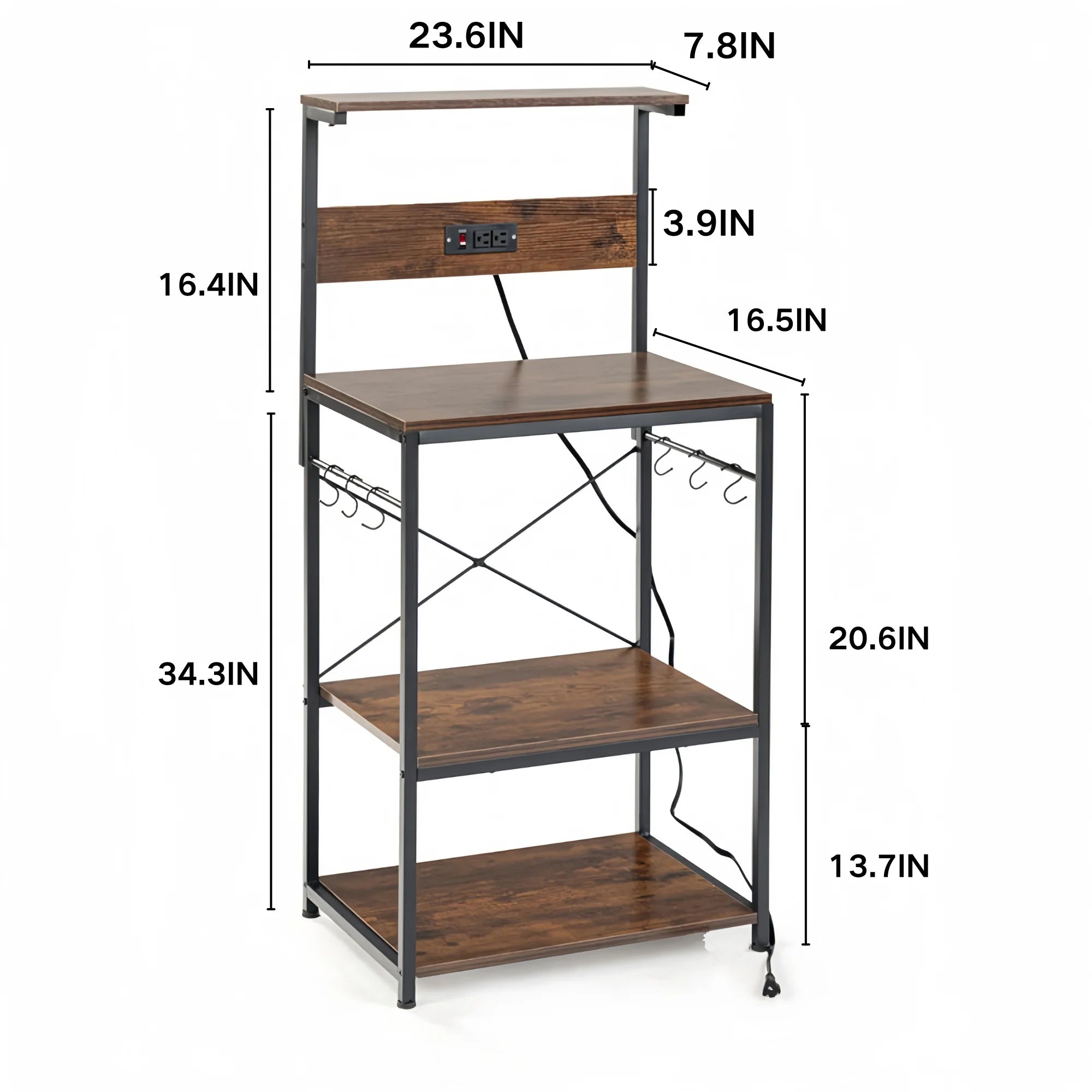 Homy Casa Lokaer 50” Kitchen Bakers Rack with Charging Station, Microwave Oven Stand