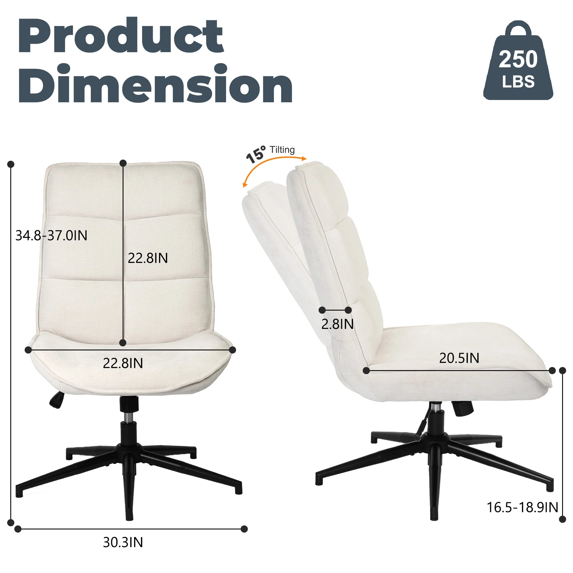 Homy Casa Charlotte 30”x37” Swivel Adjustable Height Accent Chair in Beige