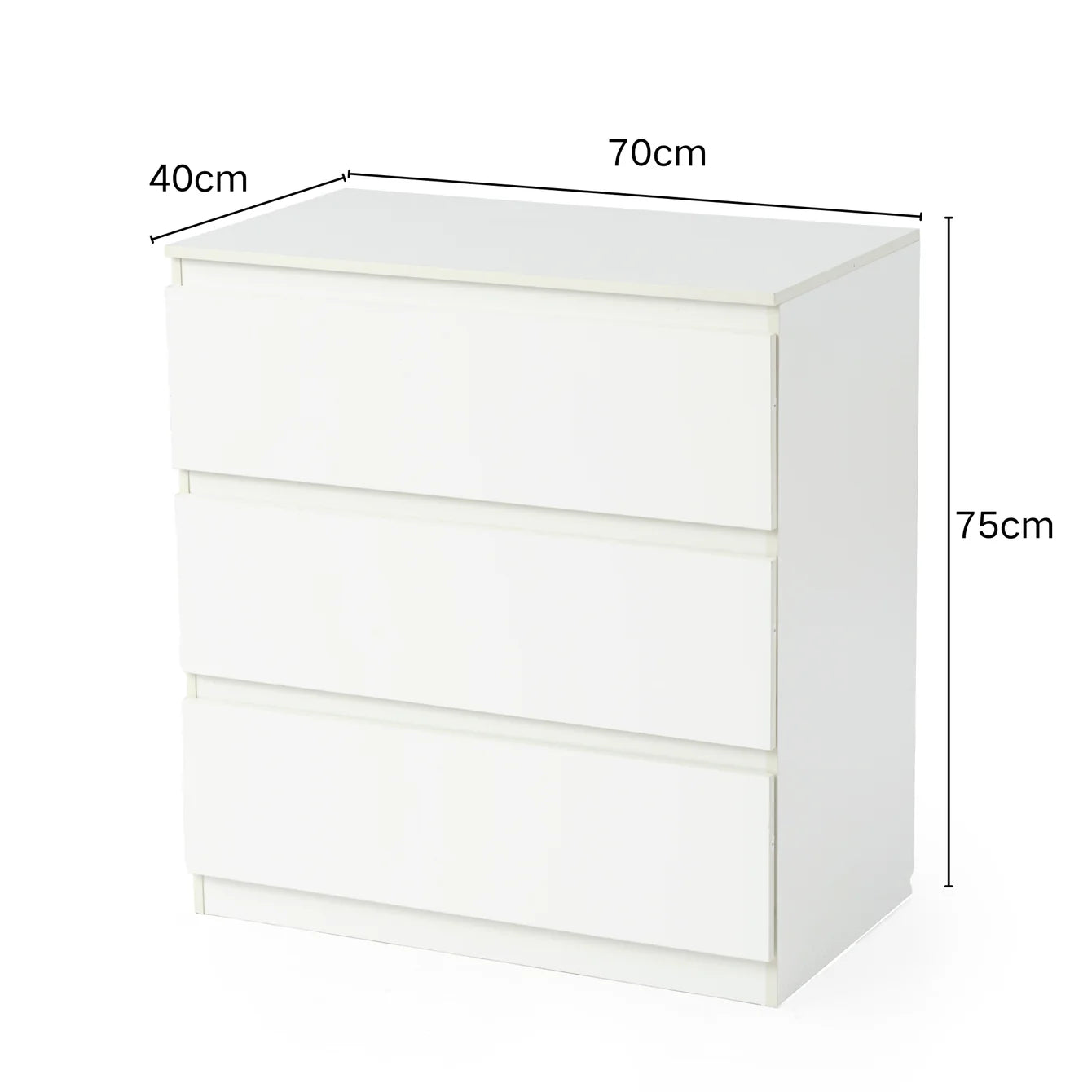 Homy Casa Senna 27” Chest of Drawers with Storage - Large Nightstand, 3 Drawers