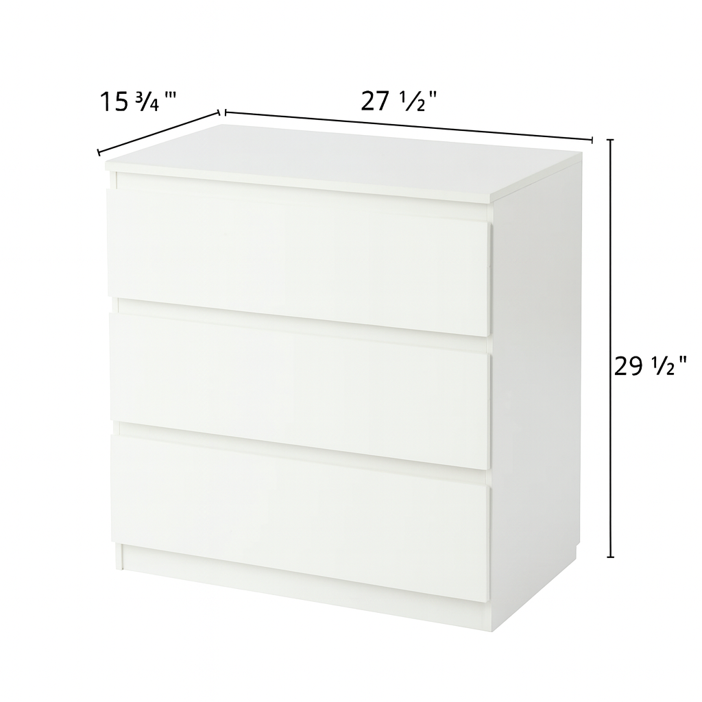 Homy Casa Senna 27” Chest of Drawers with Storage - Large Nightstand, 3 Drawers