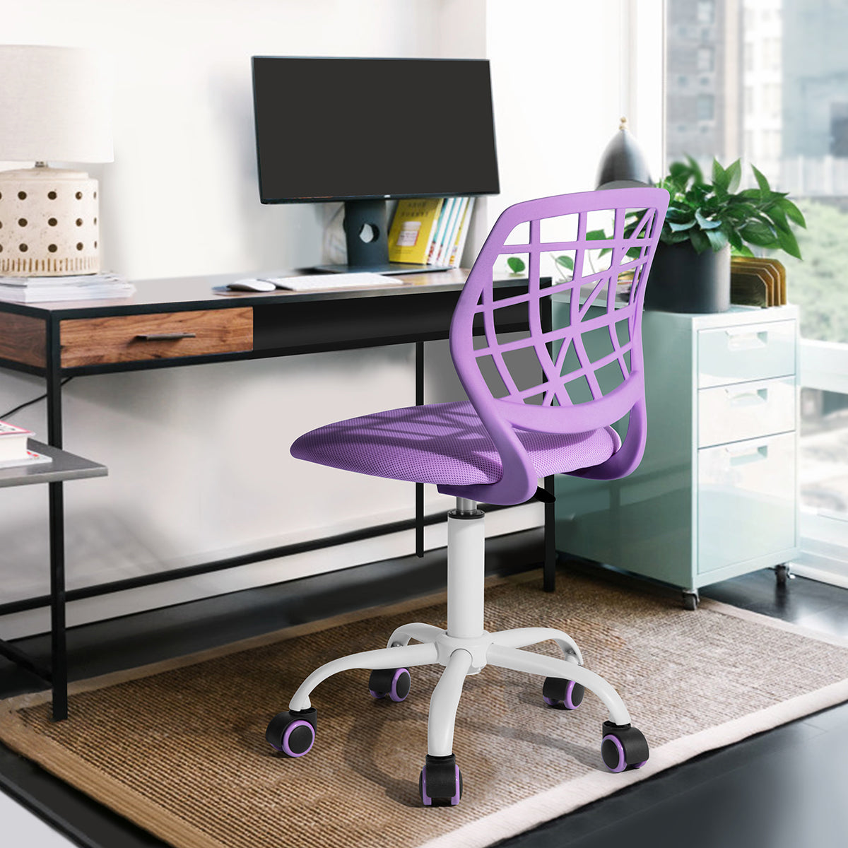 Homy Casa Carnation Stylish Mesh Office Chair with Height Adjustable, purple