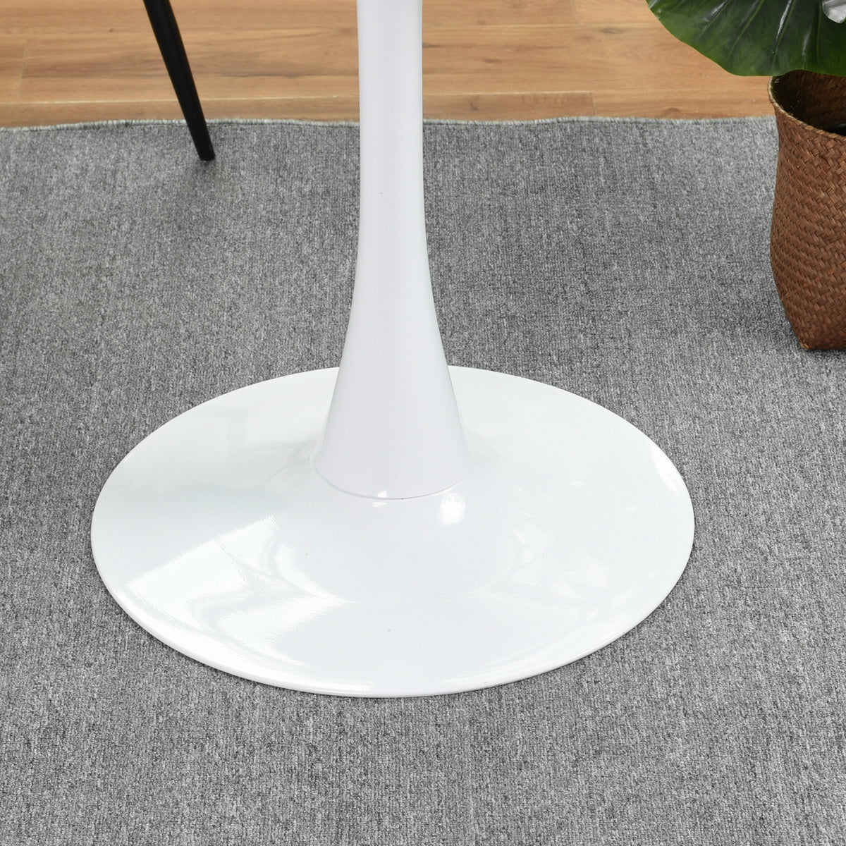 Homy Casa CLIFT+SCARGILL 5PC Dining Set Round White Table with 4 Beige Upholstered Chairs Open Box