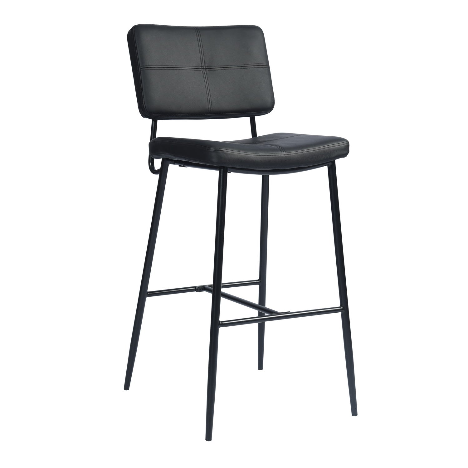 Open Box Homy Casa INDEPENDENCE BOUTONBAR PU BLACK 16.93" x 23.23" x 45.47" Modern Bar Stool for Home or Workspace