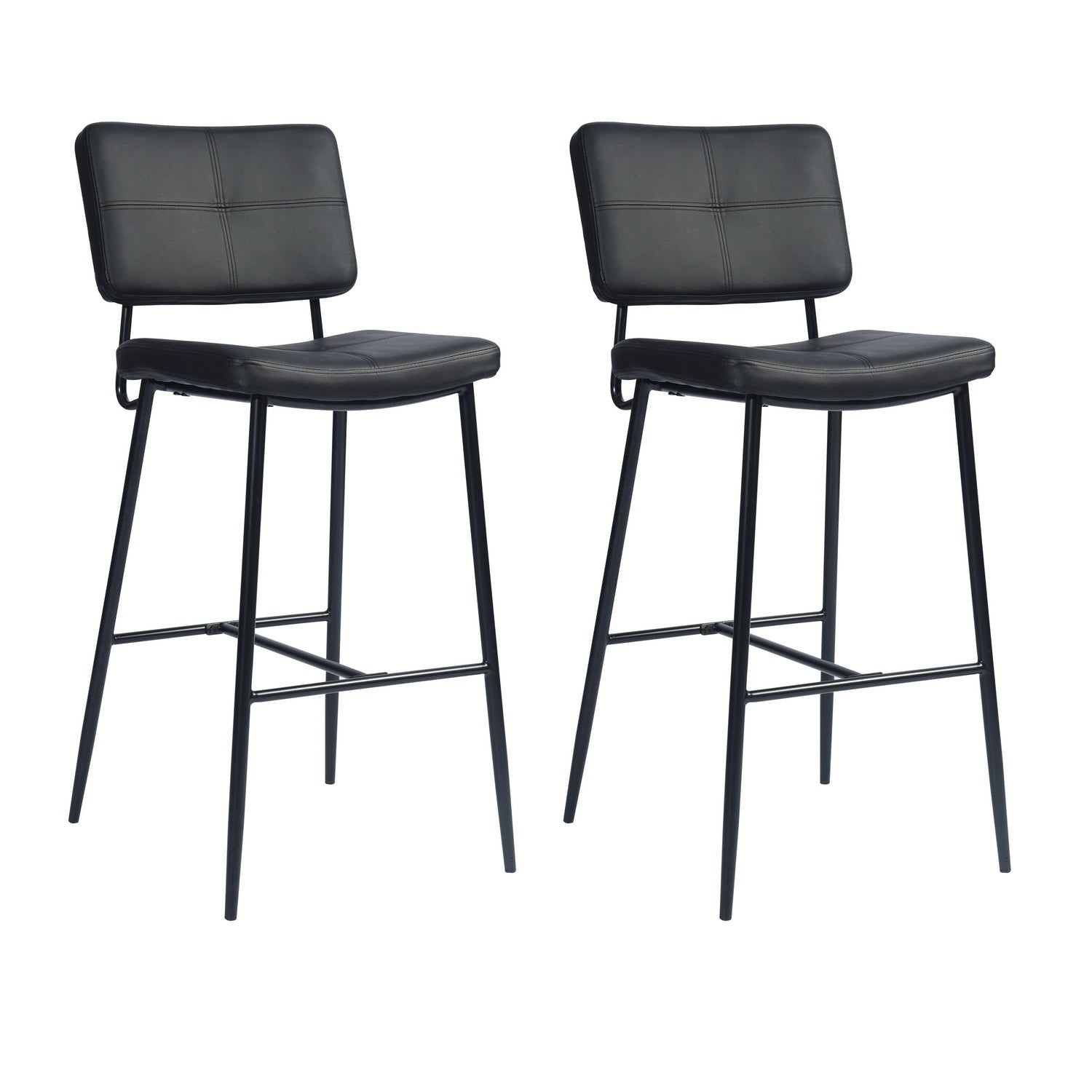 Open Box Homy Casa INDEPENDENCE BOUTONBAR PU BLACK 16.93" x 23.23" x 45.47" Modern Bar Stool for Home or Workspace