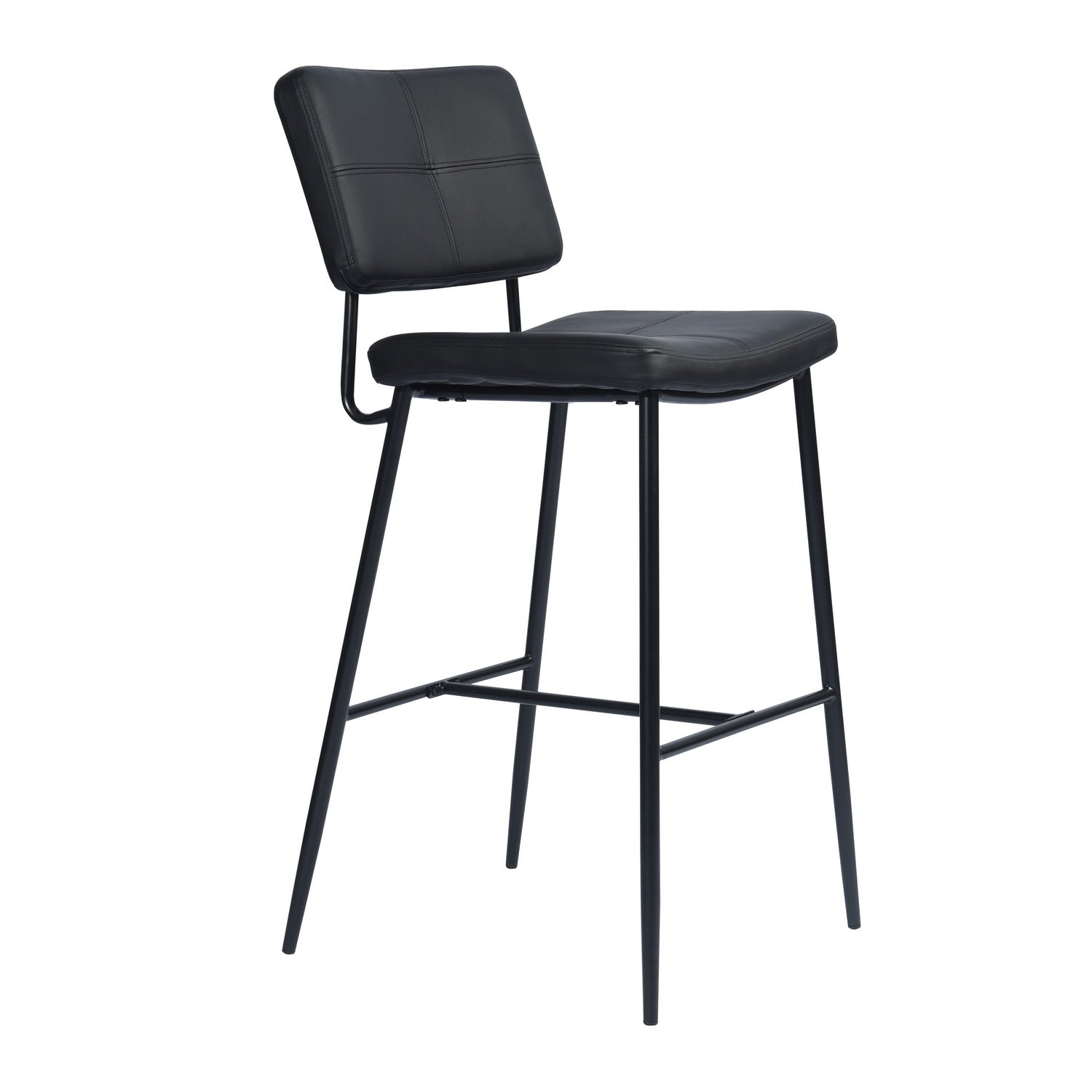 Open Box Homy Casa INDEPENDENCE BOUTONBAR PU BLACK 16.93" x 23.23" x 45.47" Modern Bar Stool for Home or Workspace