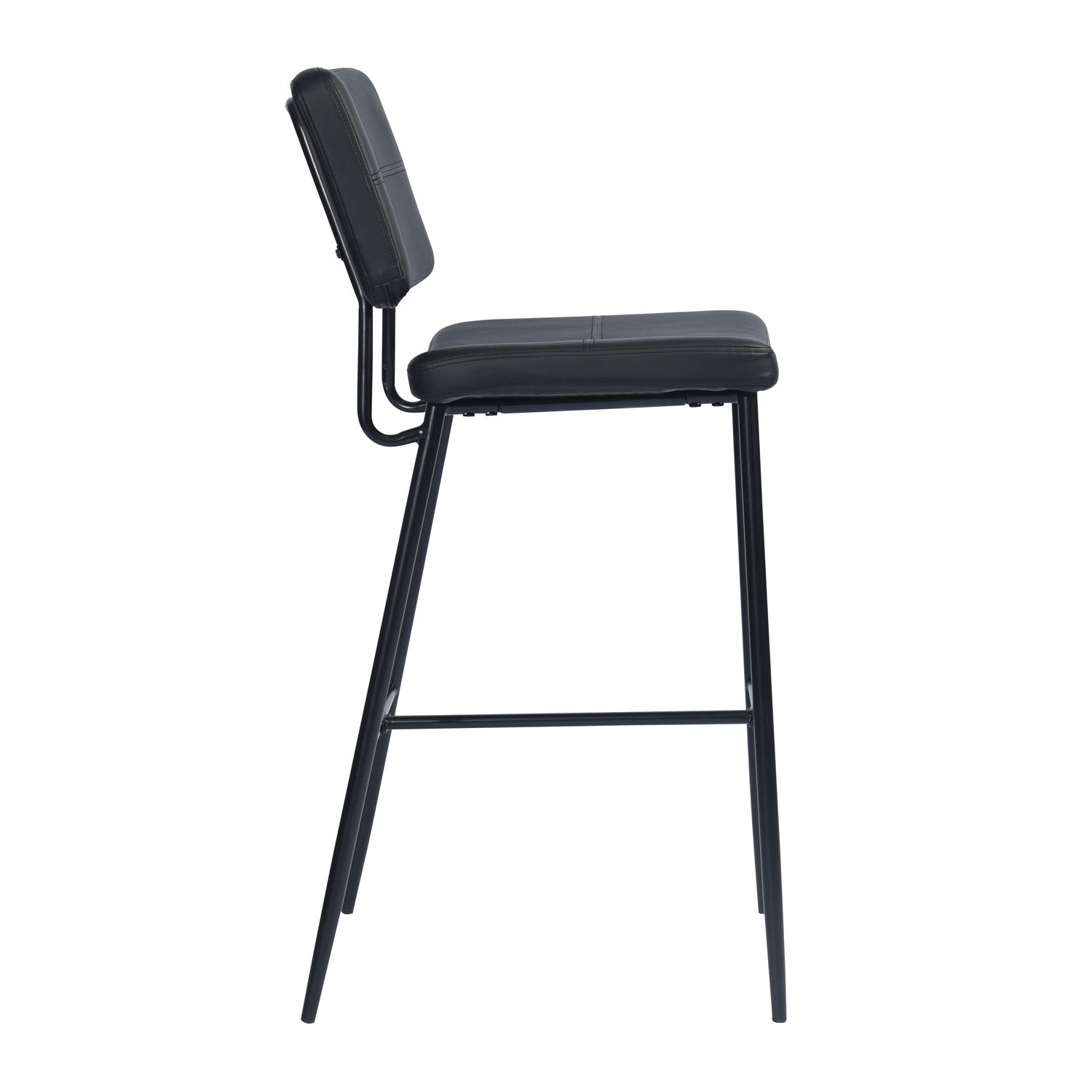 Open Box Homy Casa INDEPENDENCE BOUTONBAR PU BLACK 16.93" x 23.23" x 45.47" Modern Bar Stool for Home or Workspace