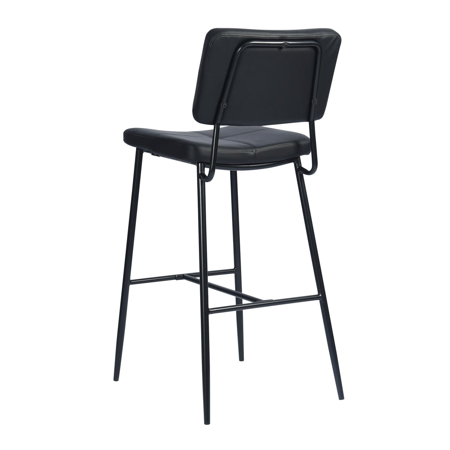 Open Box Homy Casa INDEPENDENCE BOUTONBAR PU BLACK 16.93" x 23.23" x 45.47" Modern Bar Stool for Home or Workspace