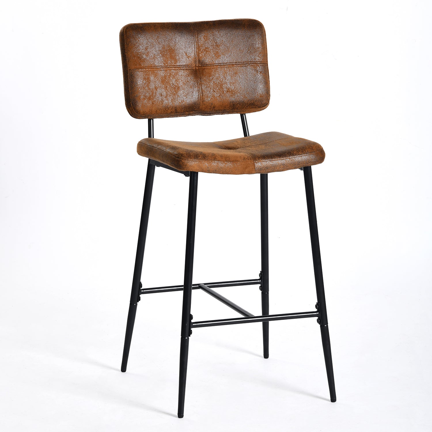 Homy Casa Pomona 4PC Counter Height Dining Chair Set Suede Upholstered Metal Legs in Brown Open Box