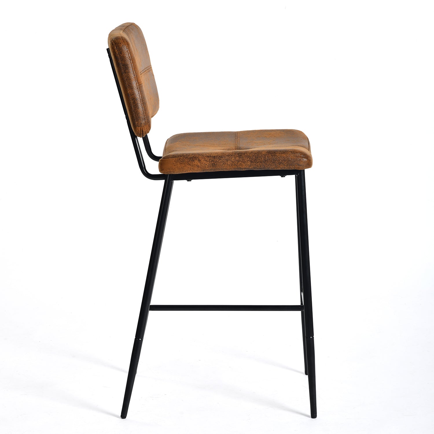 Homy Casa Pomona 4PC Counter Height Dining Chair Set Suede Upholstered Metal Legs in Brown Open Box