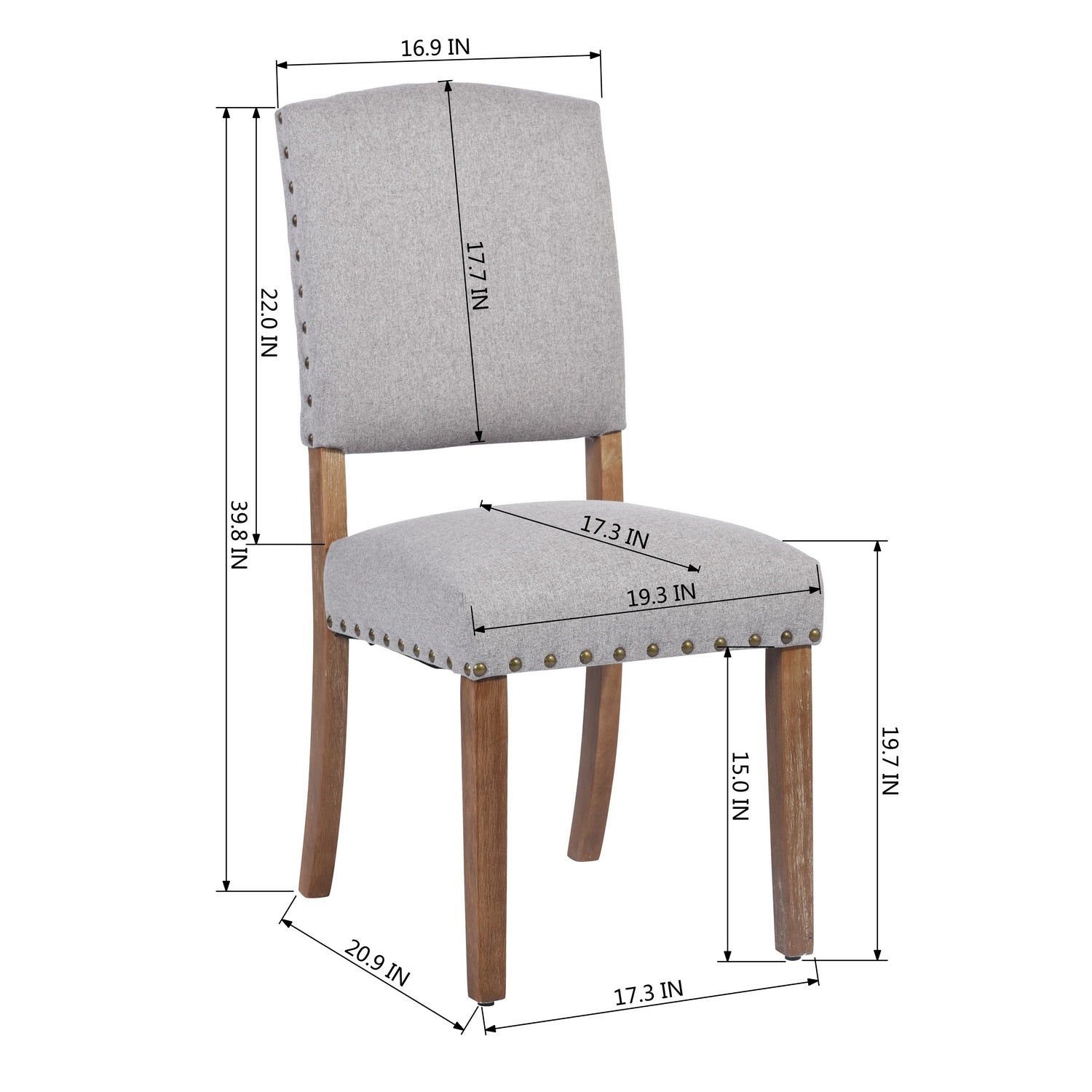 Homy Casa MAISIE GREY FABRIC 2 PCS Dining Chair Comfortable Seating for Dining Room Open Box