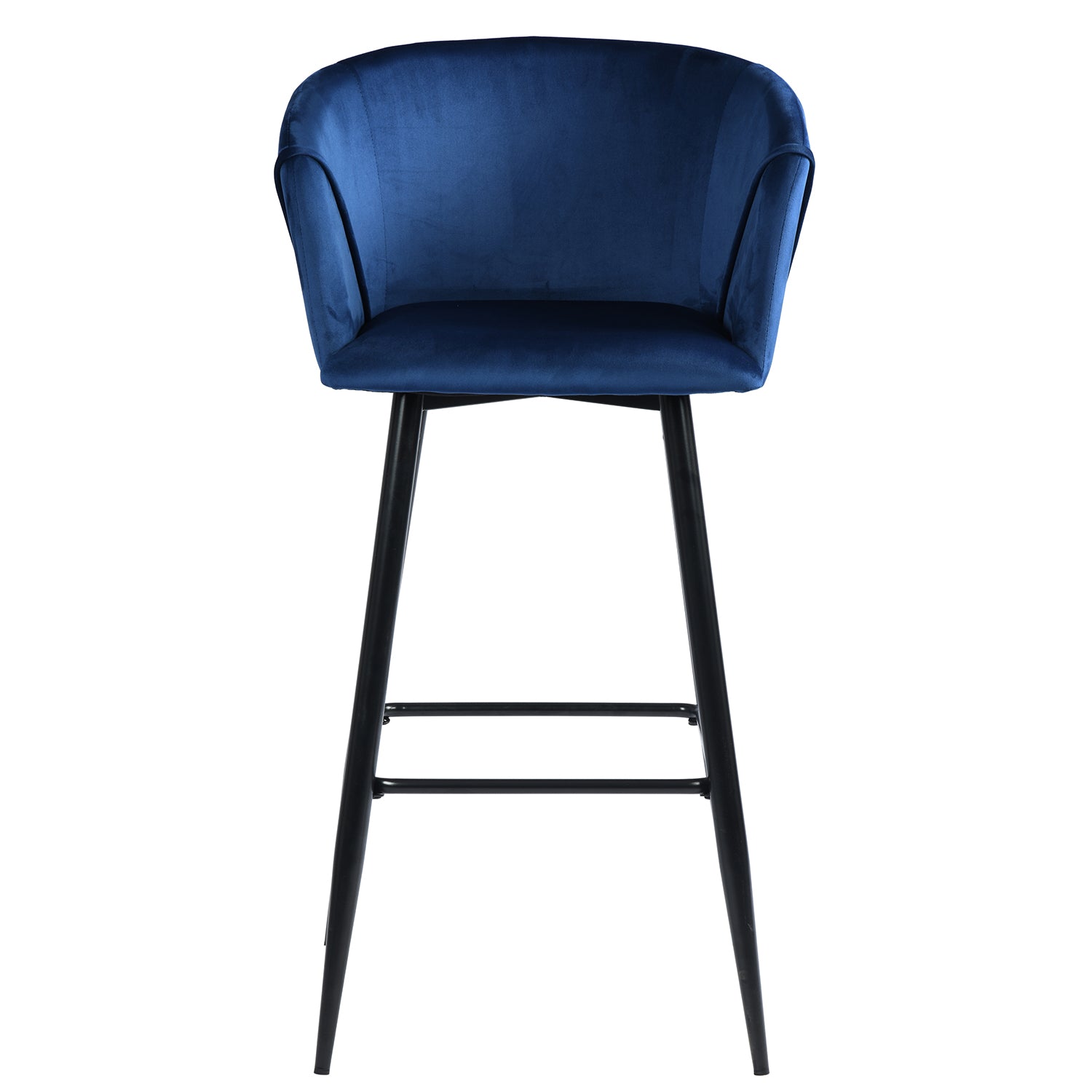 Open Box Homy Casa ALDRIDGE BAR 30" Blue Velvet Bar Stool with Black Legs for Home Bar Seating